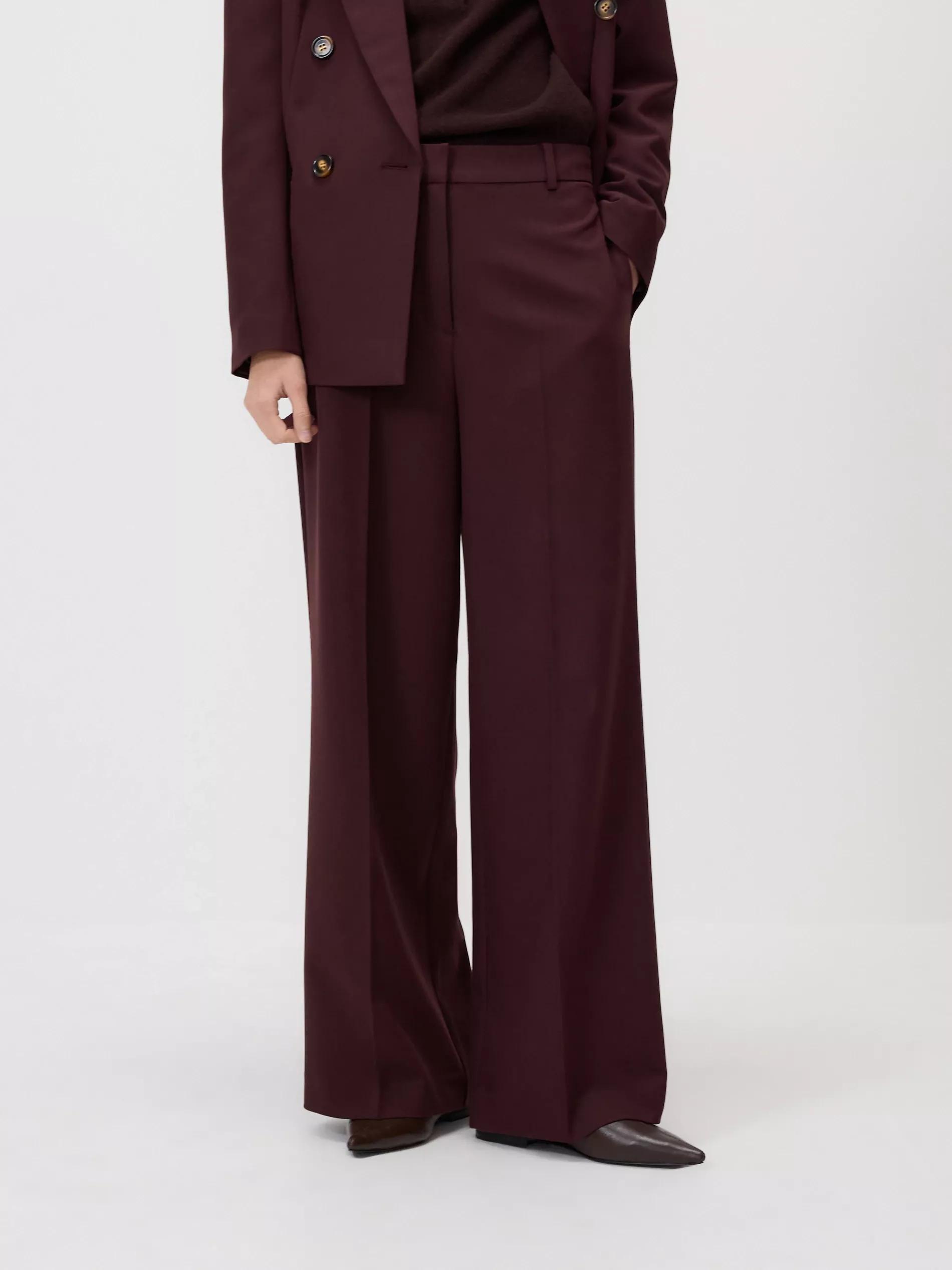 Burgundy Wide Trousers With Crease, Purple, medium