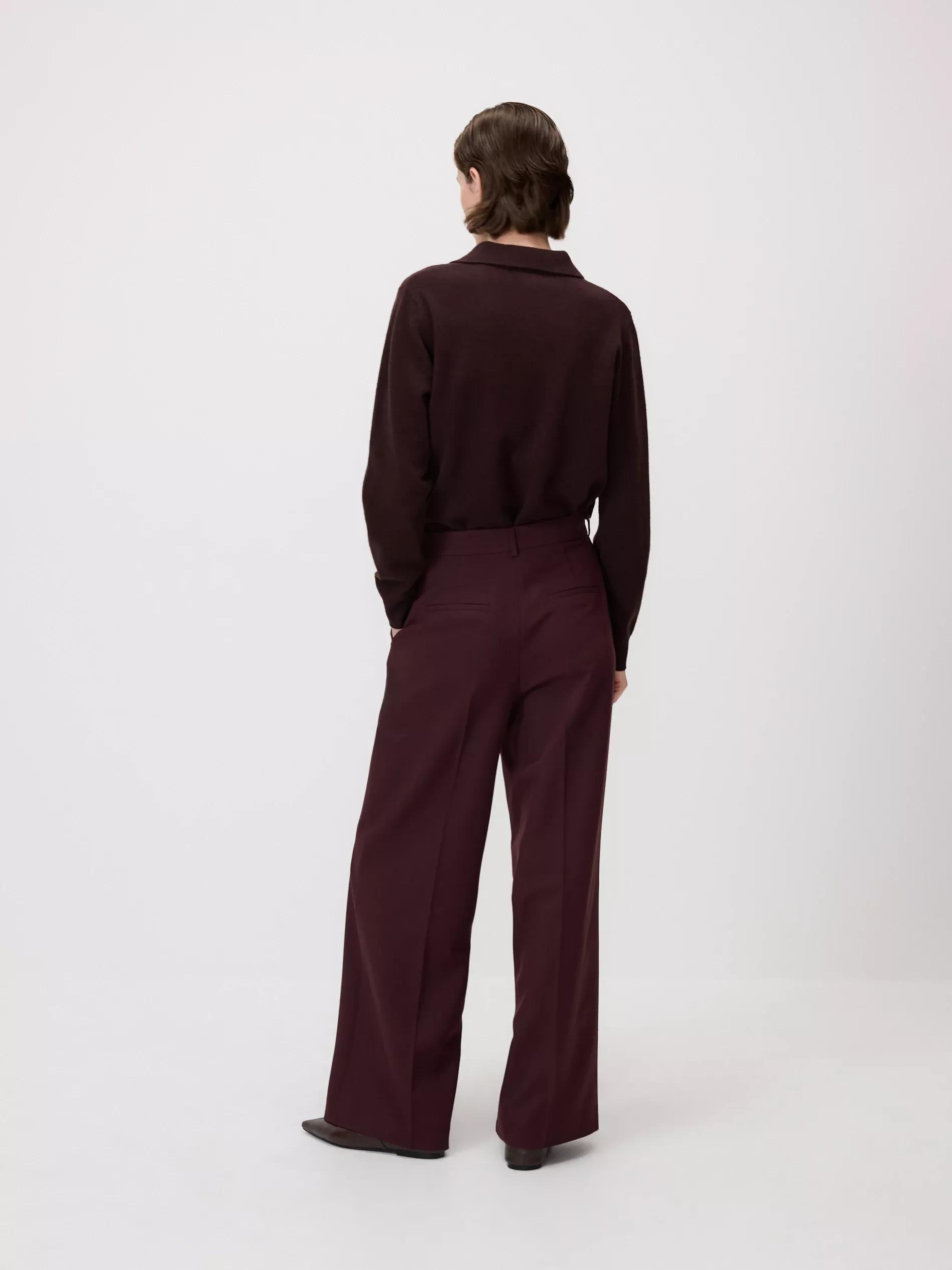 Burgundy Wide Trousers With Crease, Purple, medium