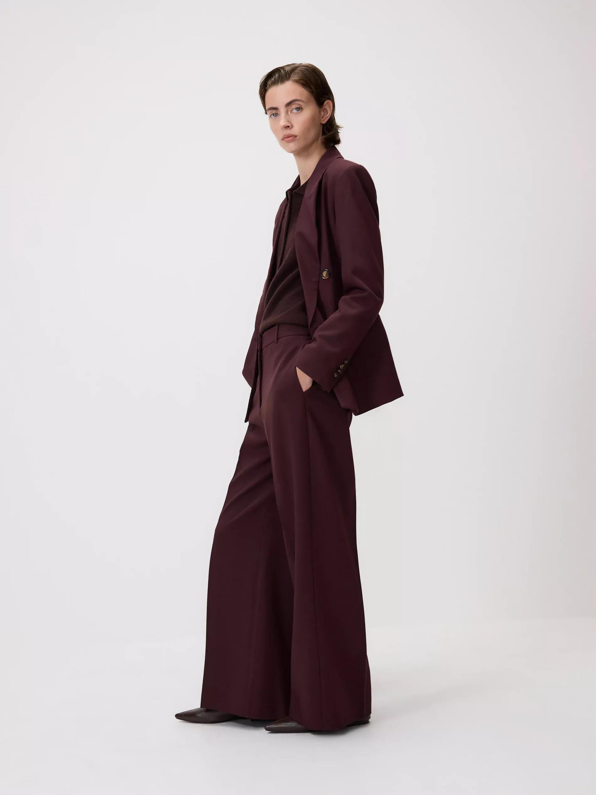 Burgundy Wide Trousers With Crease, Purple, large image number 3