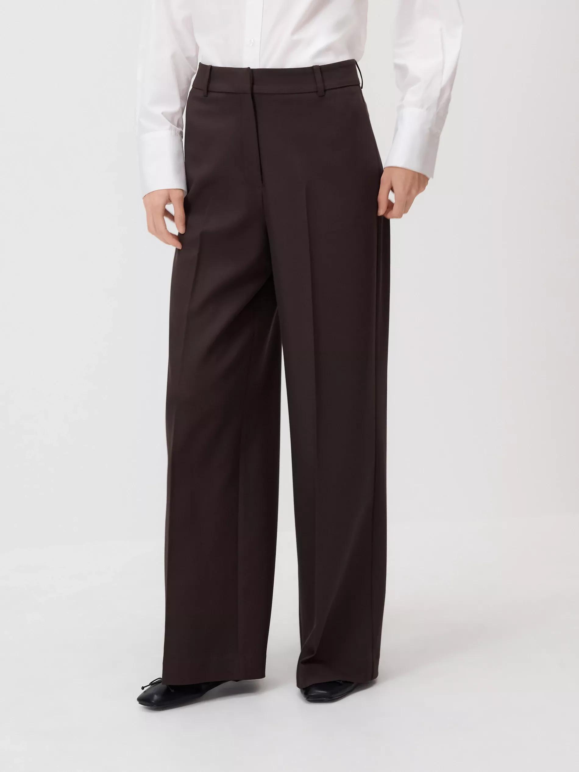 DARK BROWN Wide trousers with crease, Brown, large image number 2