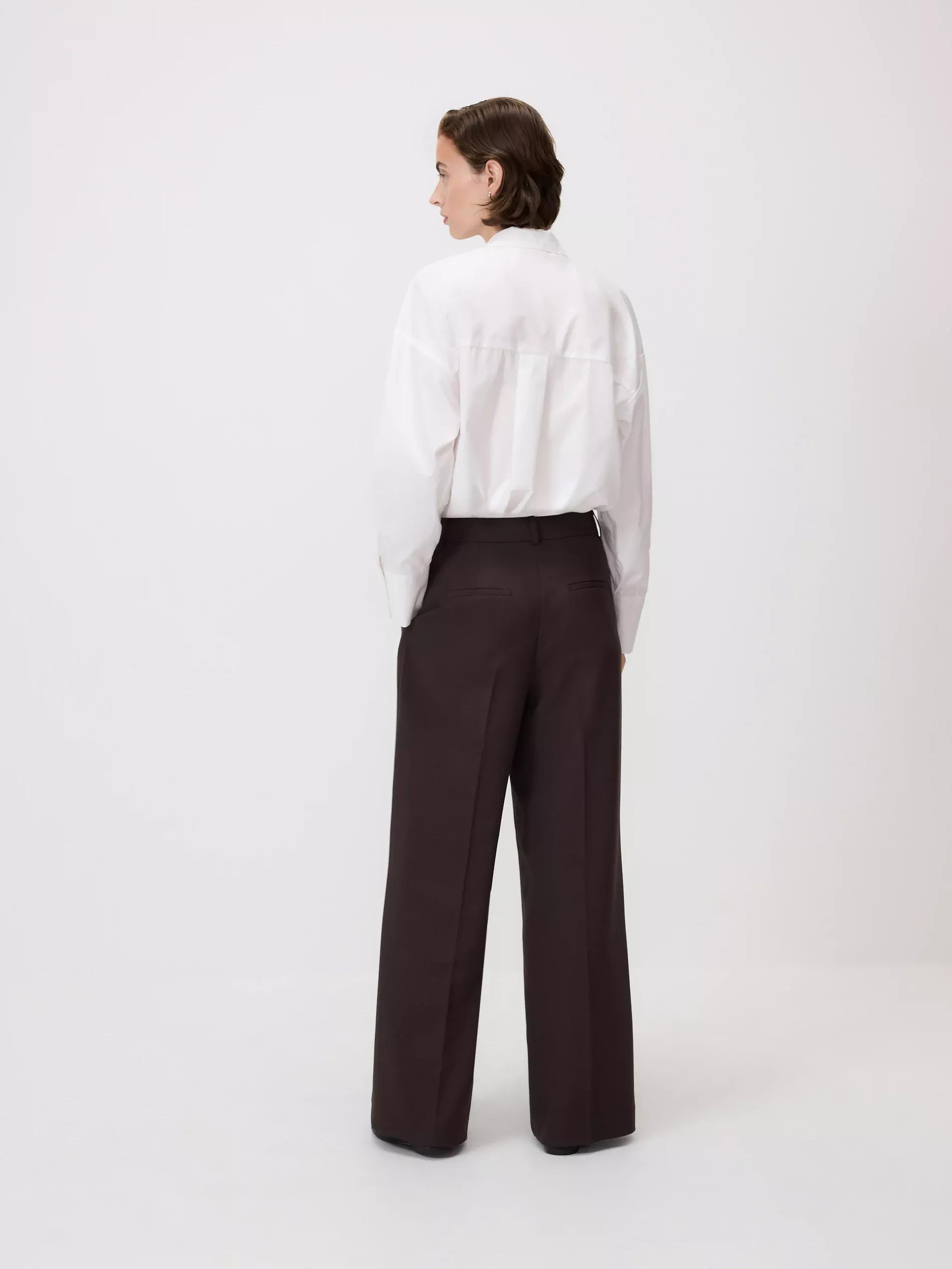 DARK BROWN Wide trousers with crease, Brown, large image number 3
