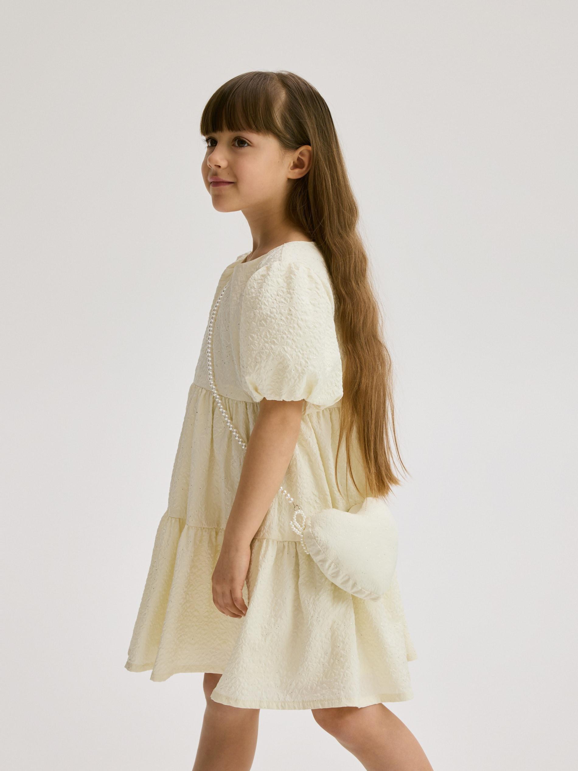 Beige Dress & Bag, Kids Girl, Ivory, large image number 1
