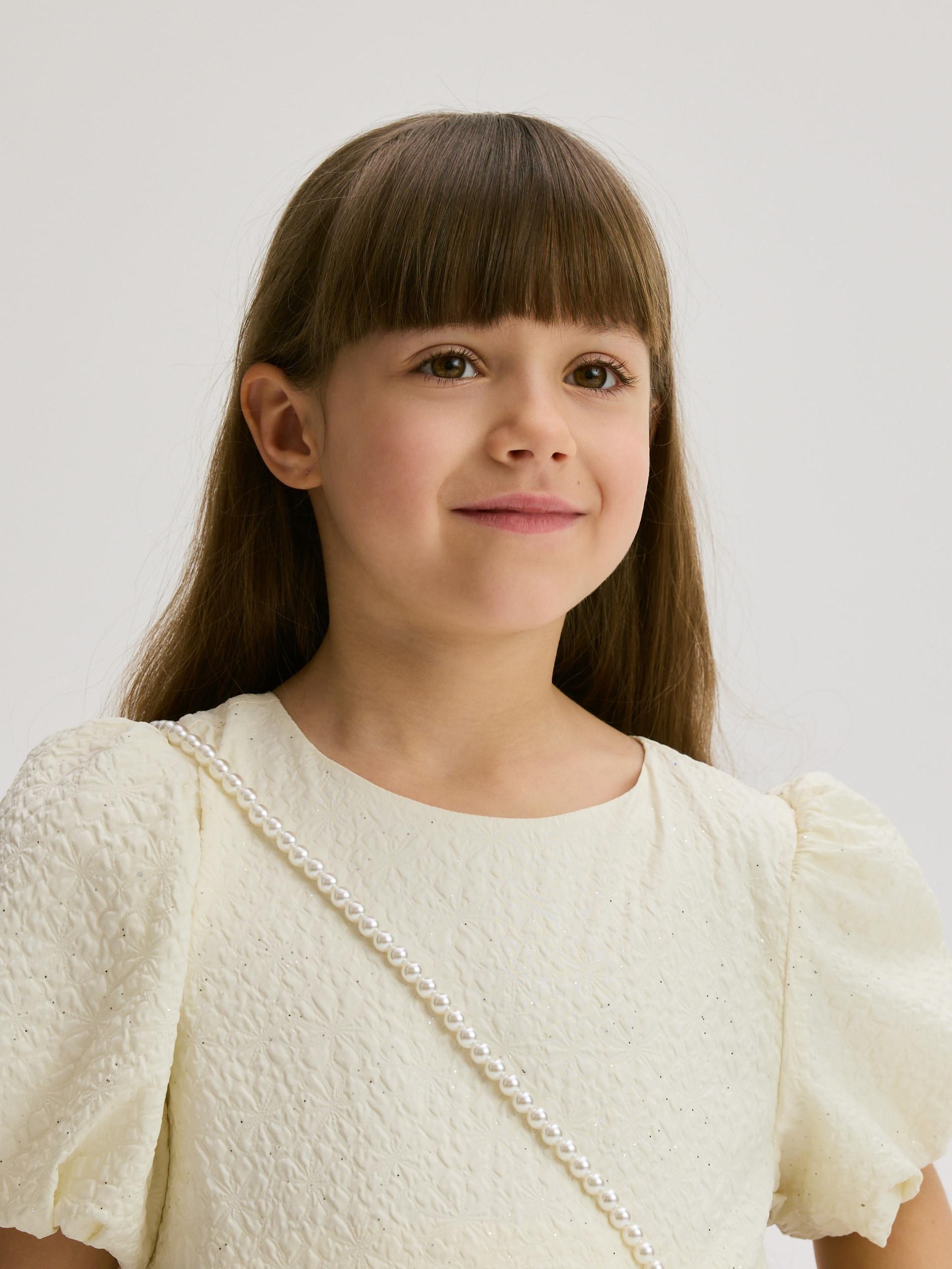 Beige Dress & Bag, Kids Girl, Ivory, large image number 2