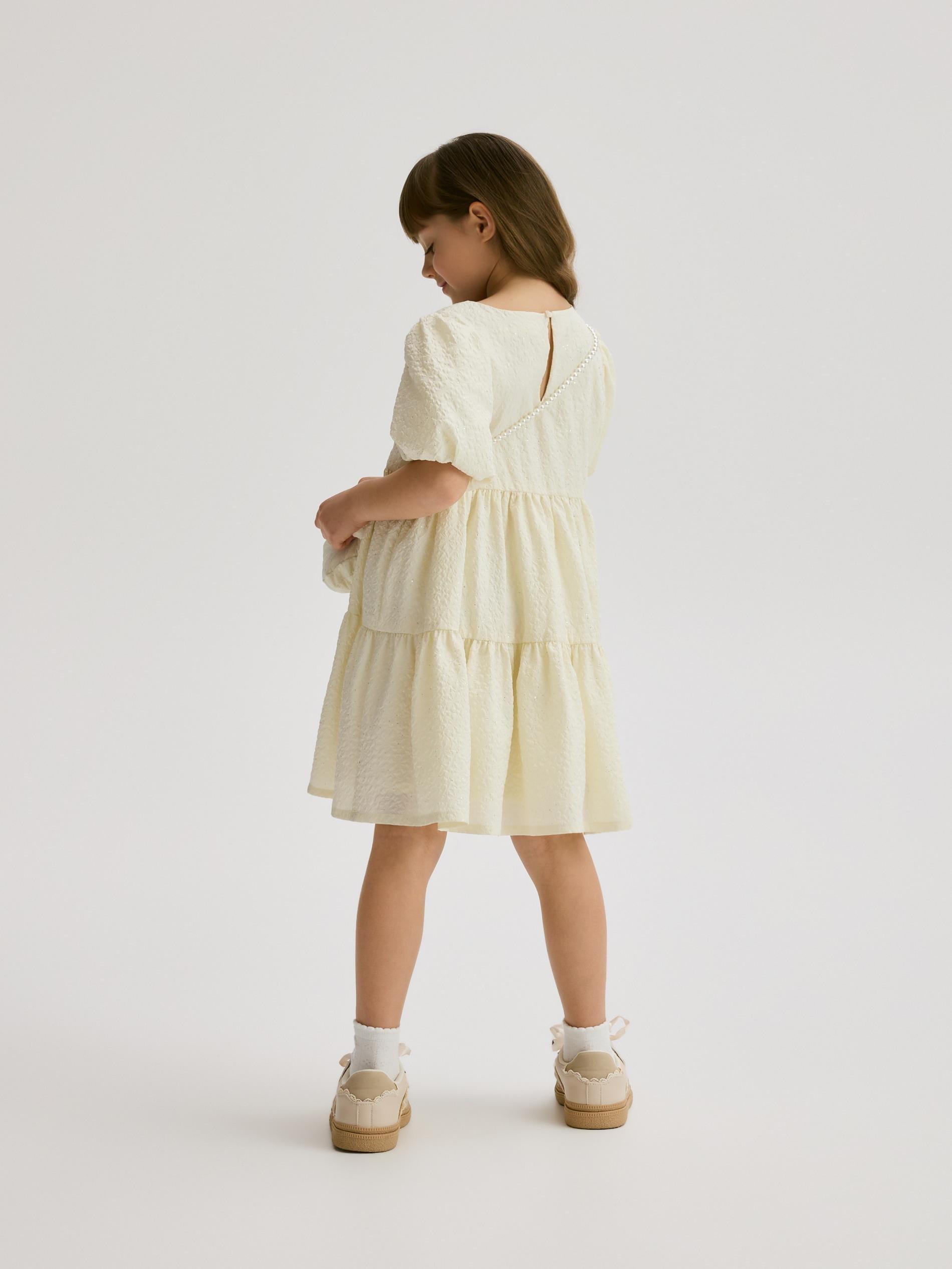 Beige Dress & Bag, Kids Girl, Ivory, large image number 3