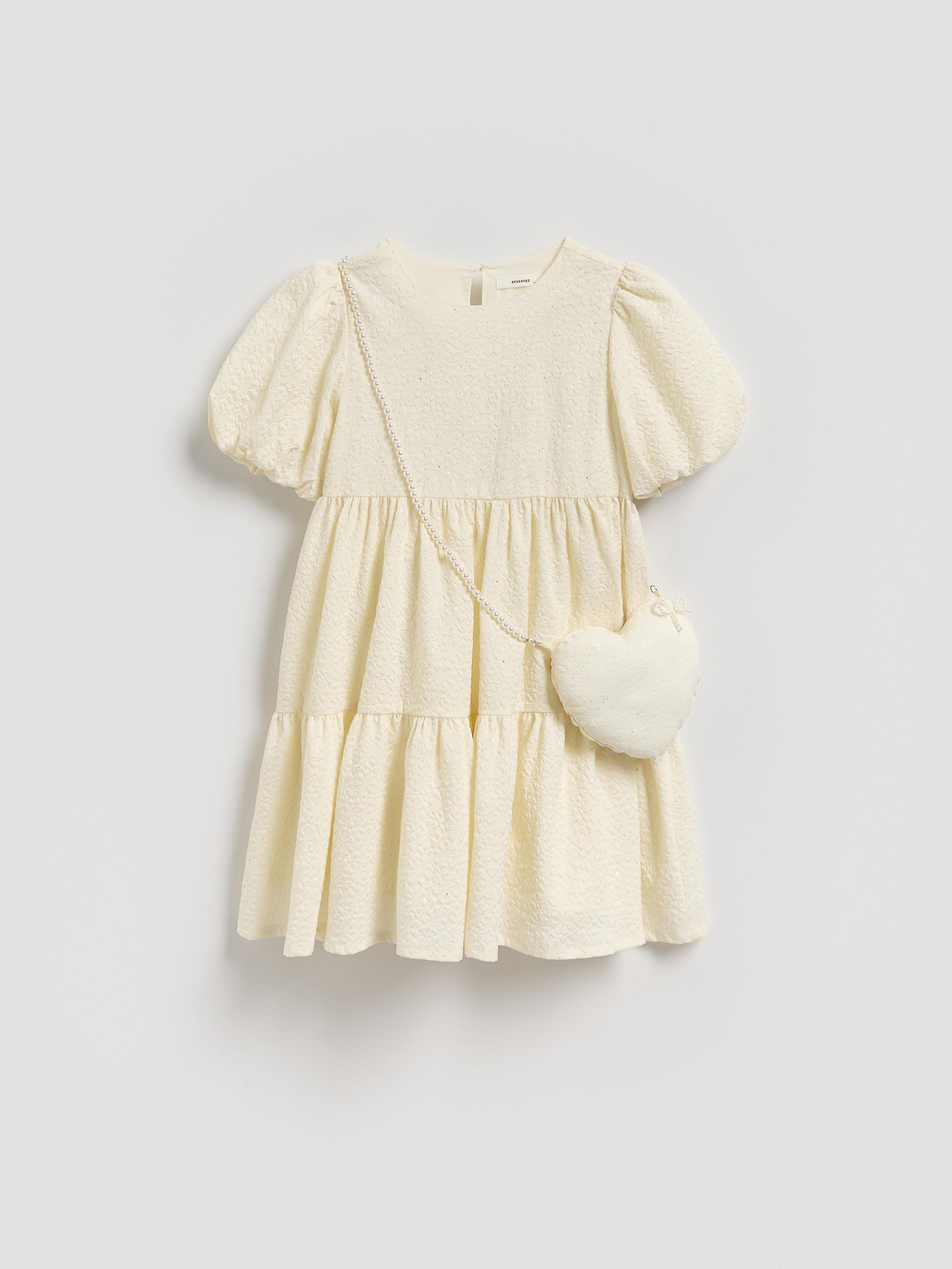 Beige Dress & Bag, Kids Girl, Ivory, large image number 4
