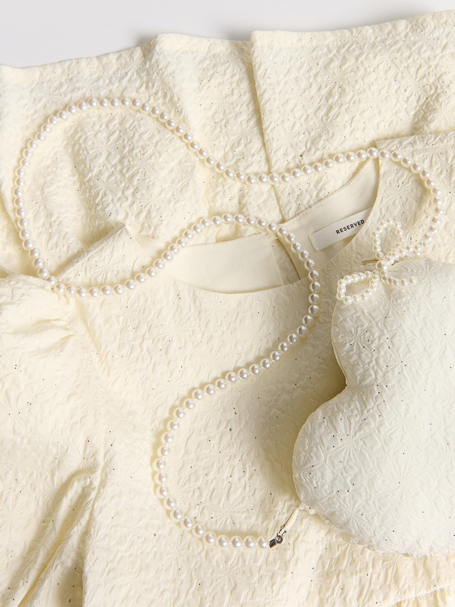 Beige Dress & Bag, Kids Girl, Ivory, large image number 5