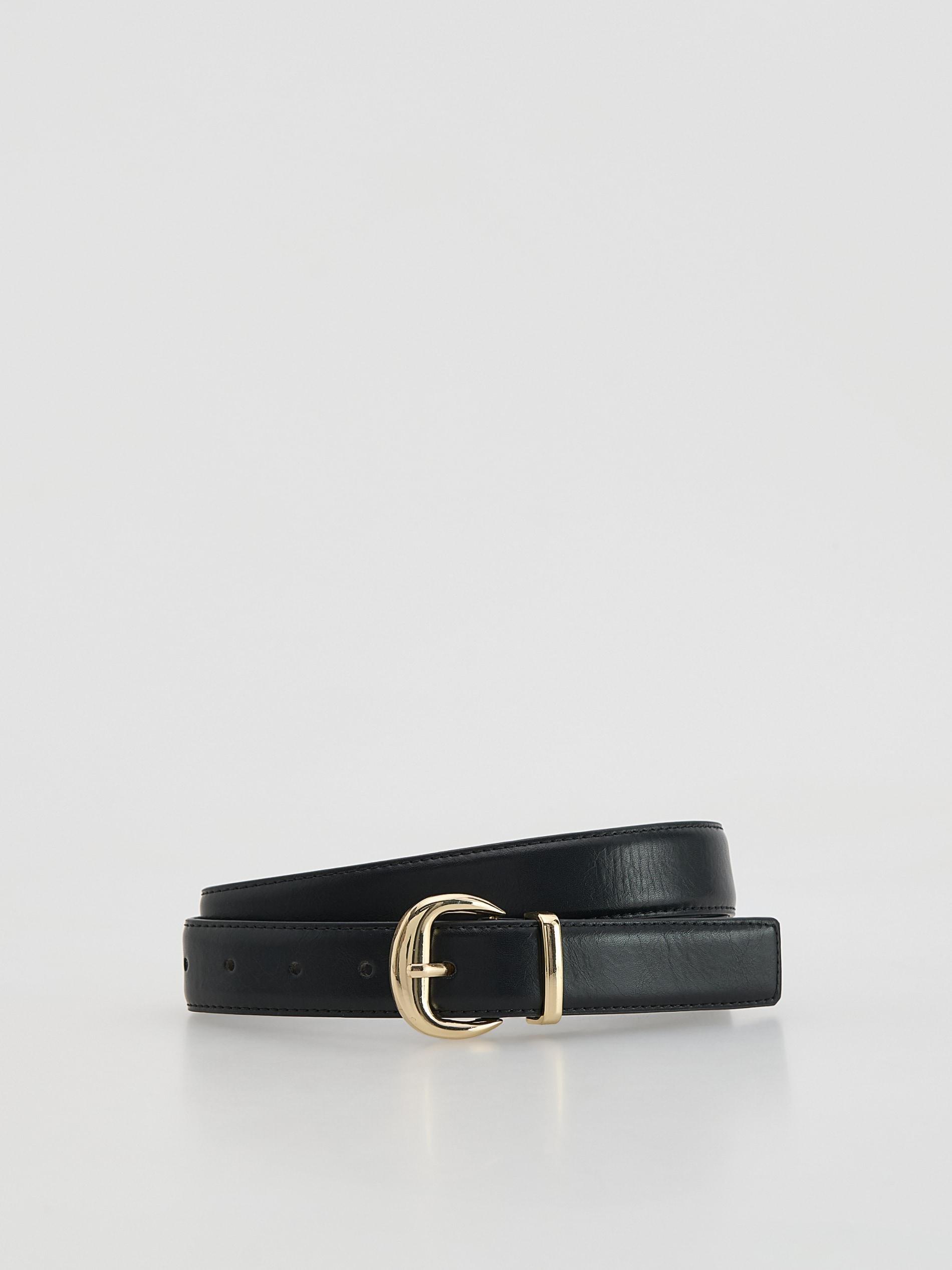 Black Combined Materials Belt, Black, large image number 0