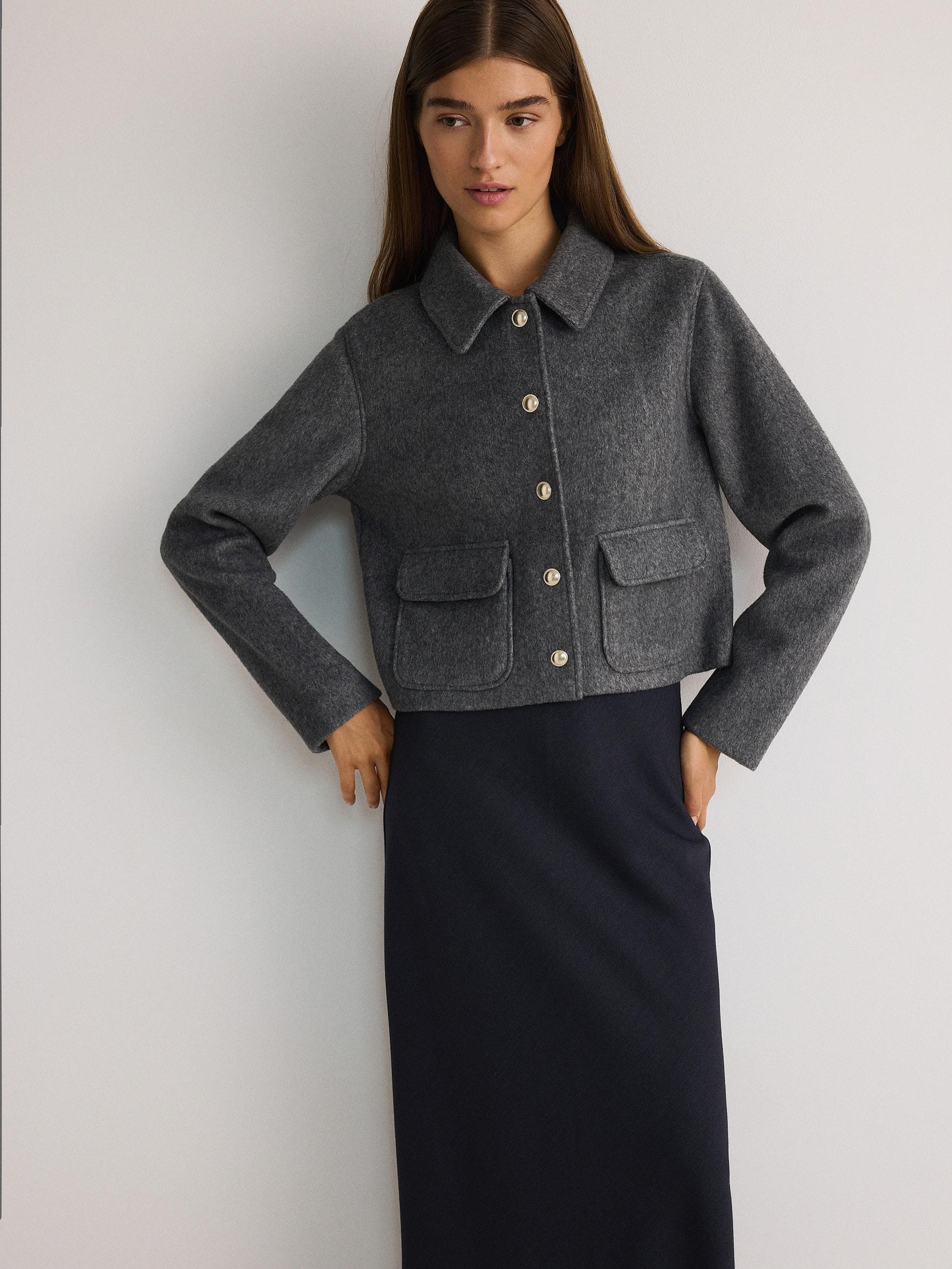 Grey Boxy Fit Jacket, , large image number 0