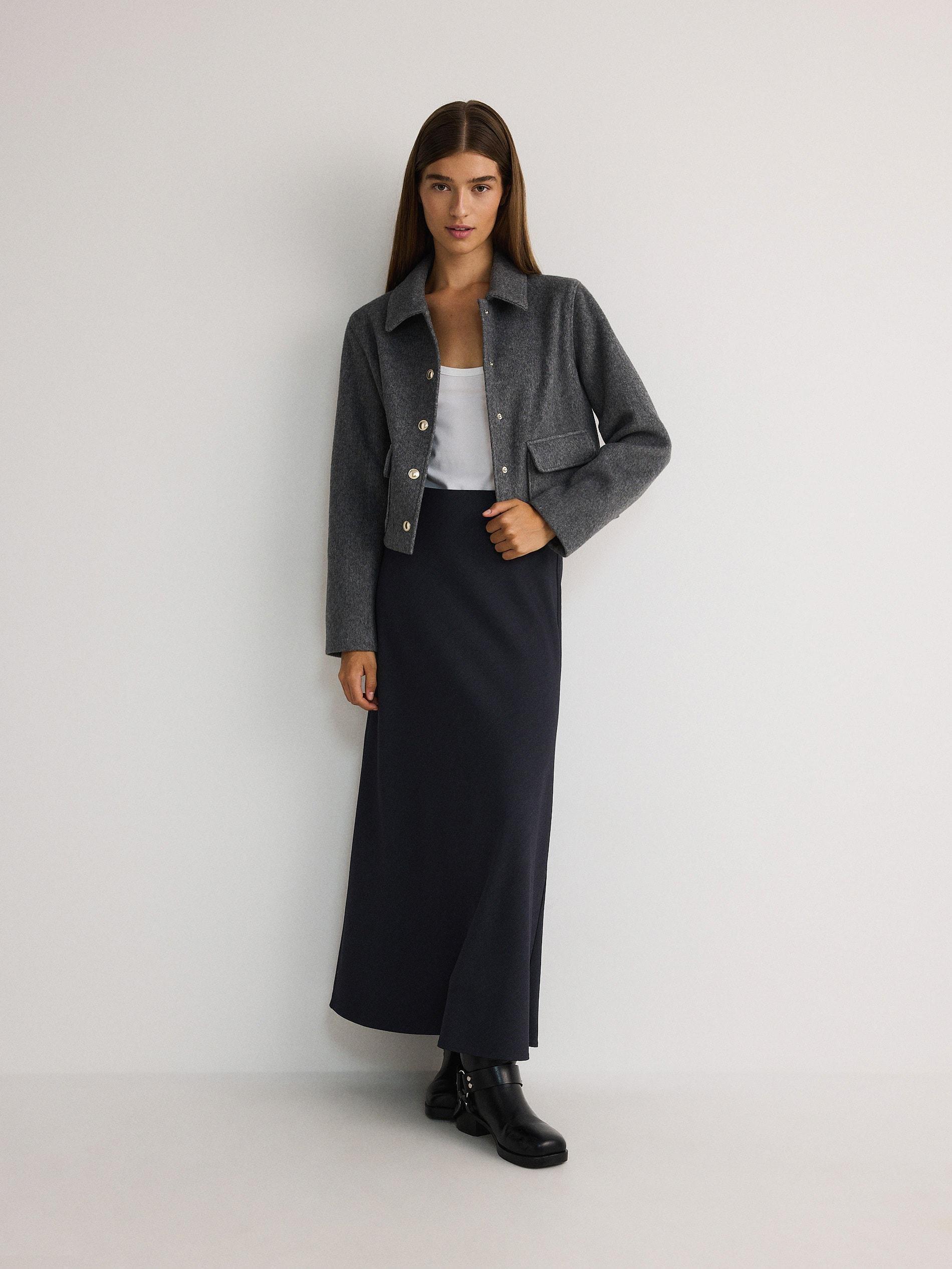 Grey Boxy Fit Jacket, , large image number 1