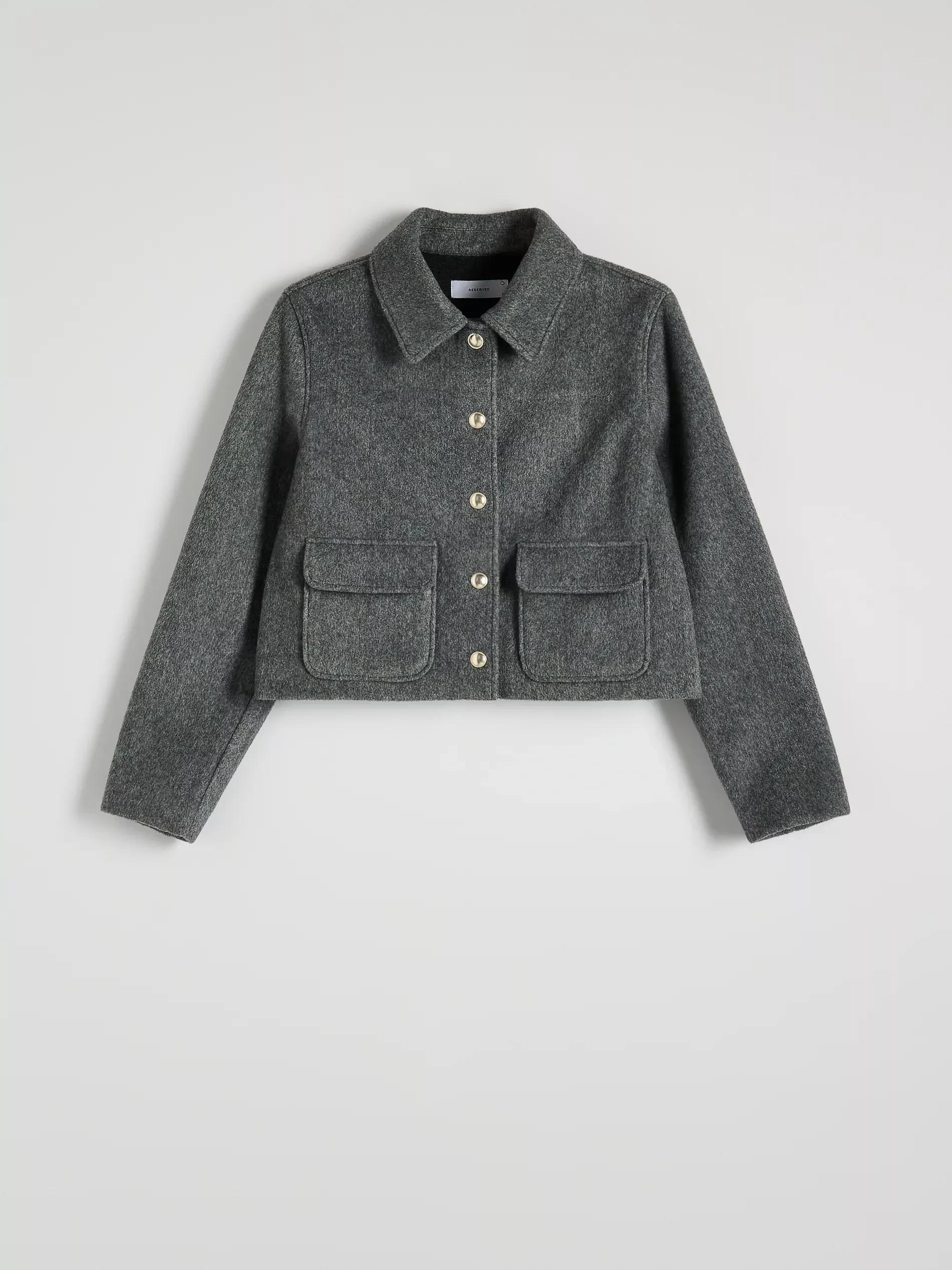 Grey Boxy Fit Jacket, , large image number 4