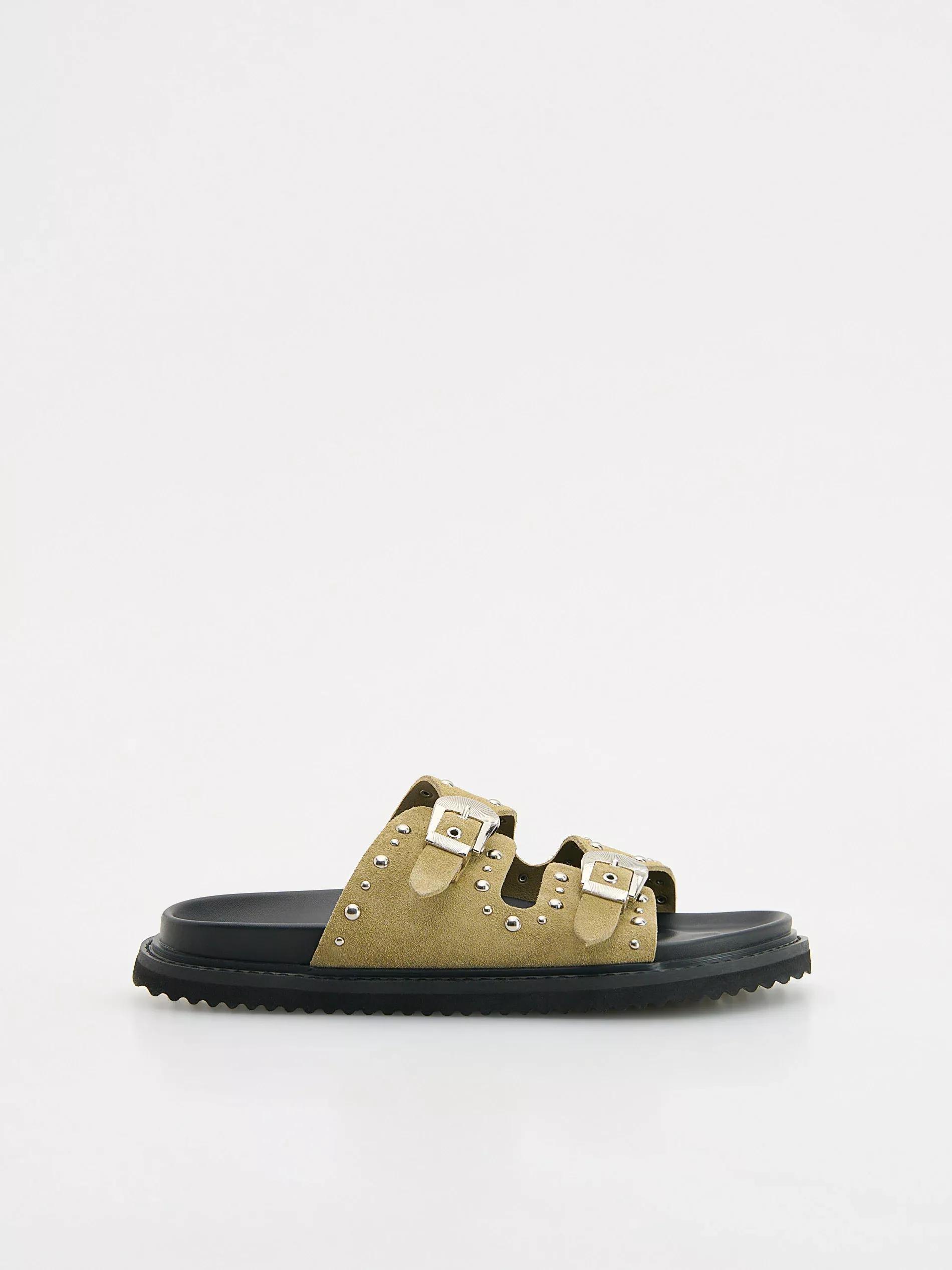 Green Suede Sliders With Buckles, , large image number 2