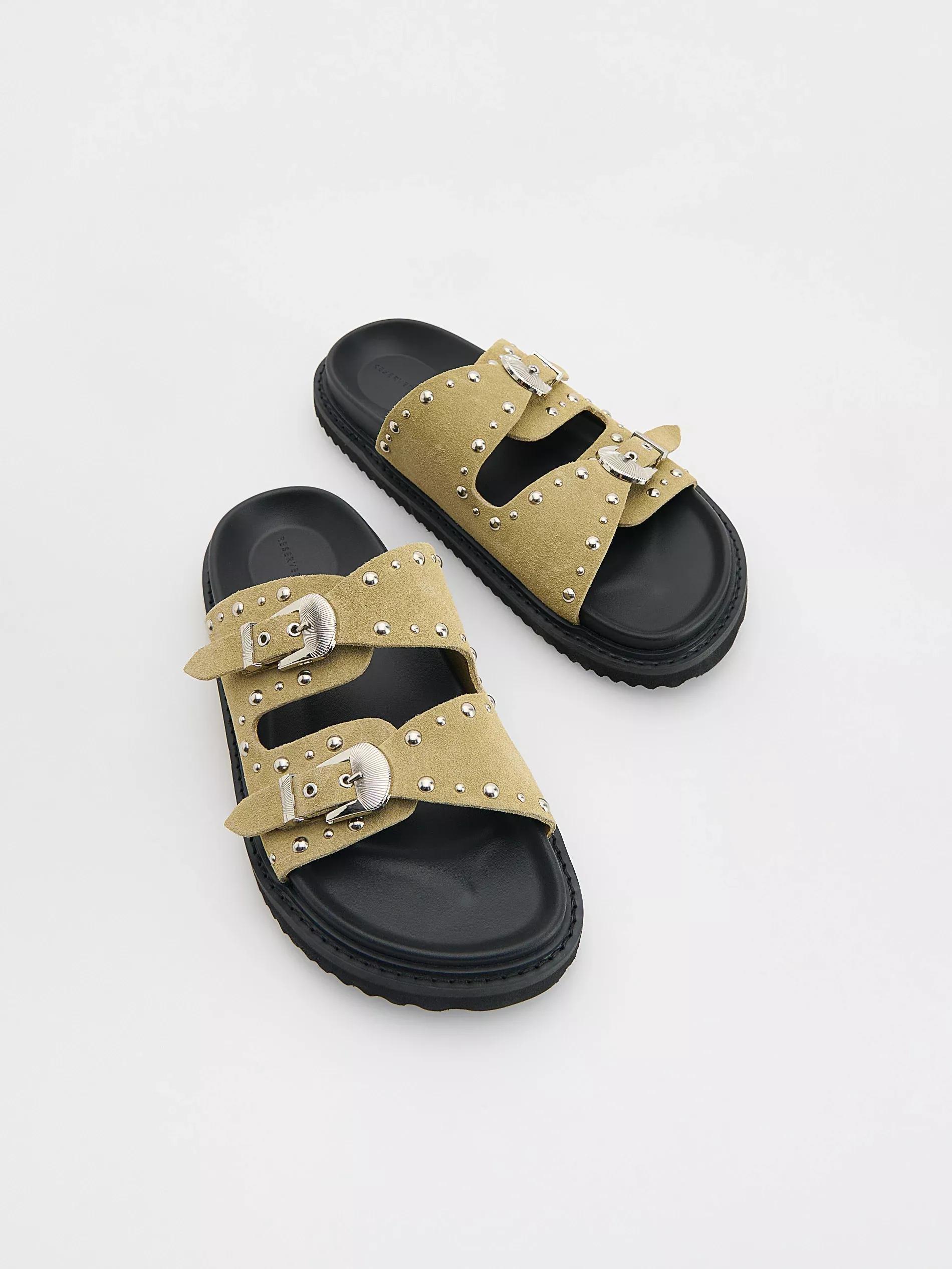 Green Suede Sliders With Buckles, , large image number 3