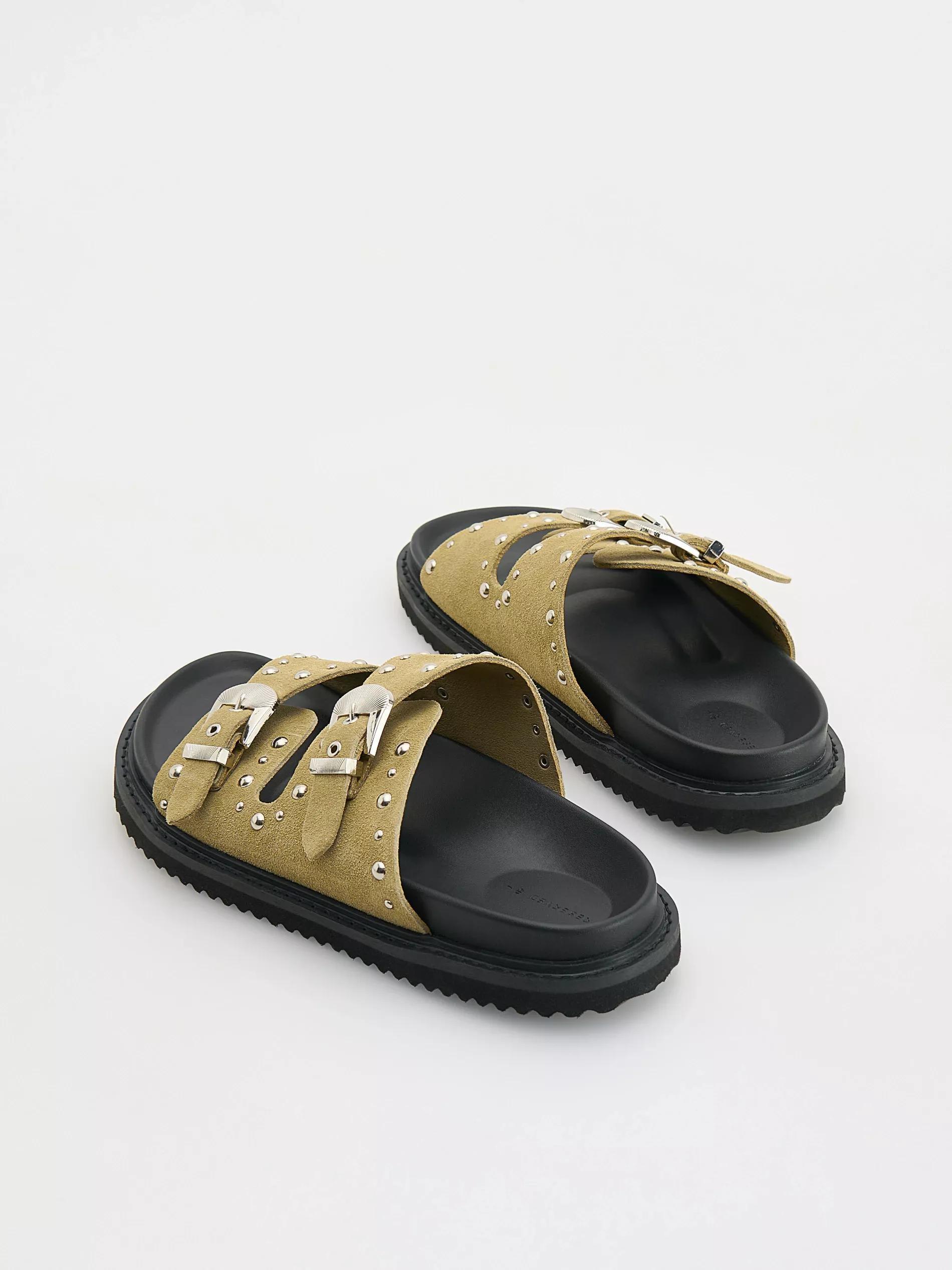 Green Suede Sliders With Buckles, , large image number 4