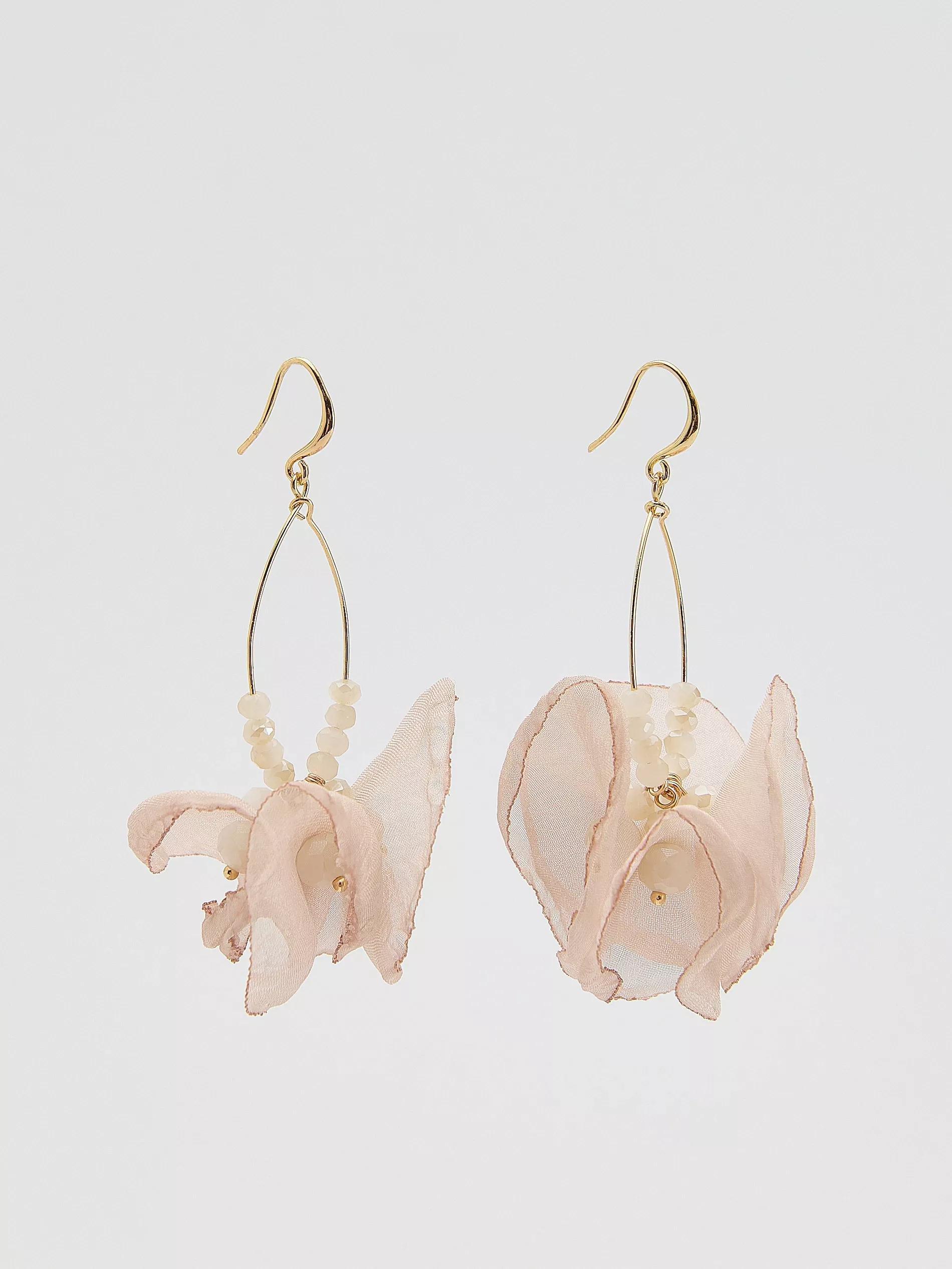 Beige Dangle Earrings, Ivory, medium