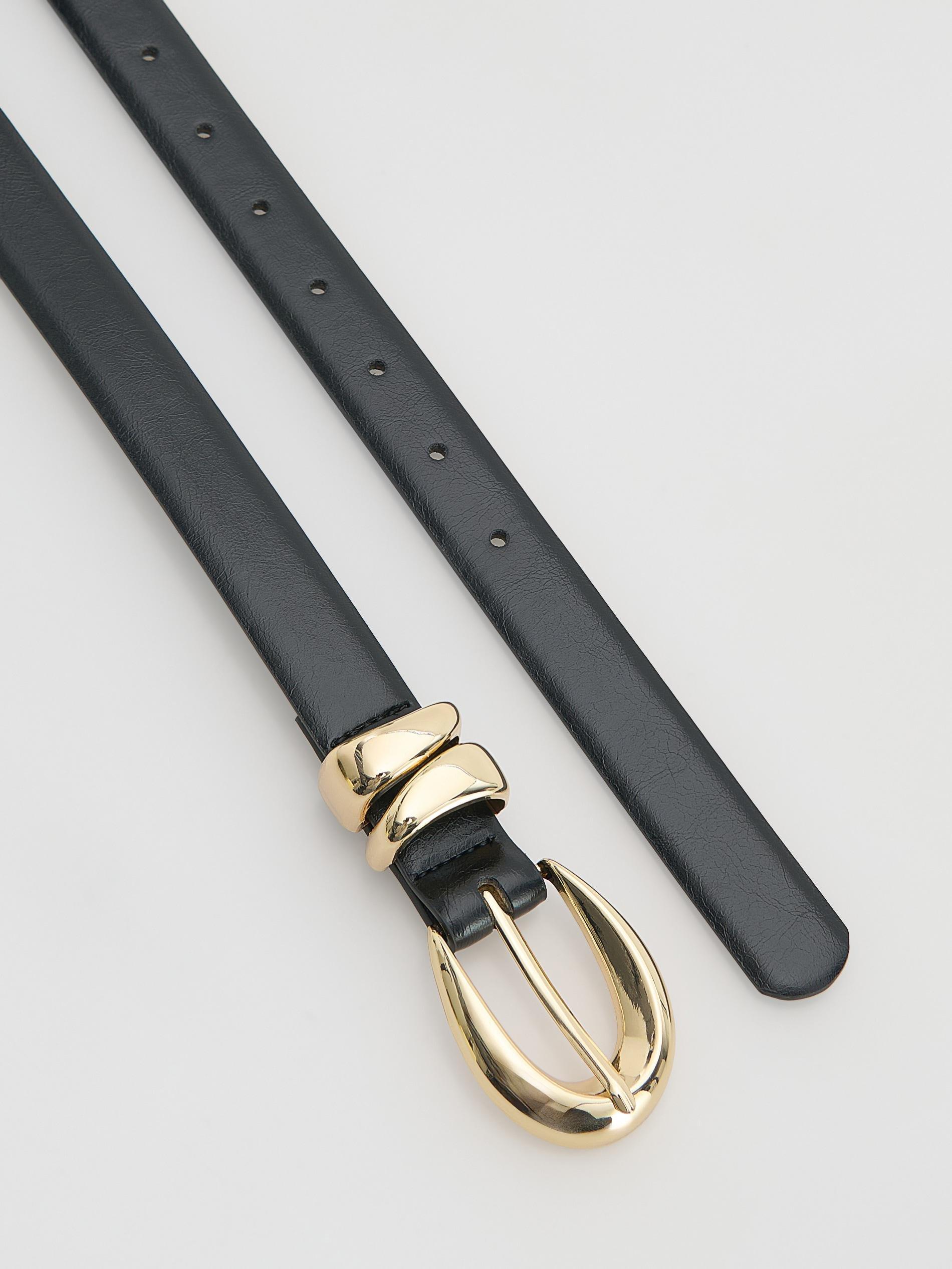 Black Belt With Decorative Buckle, Black, medium