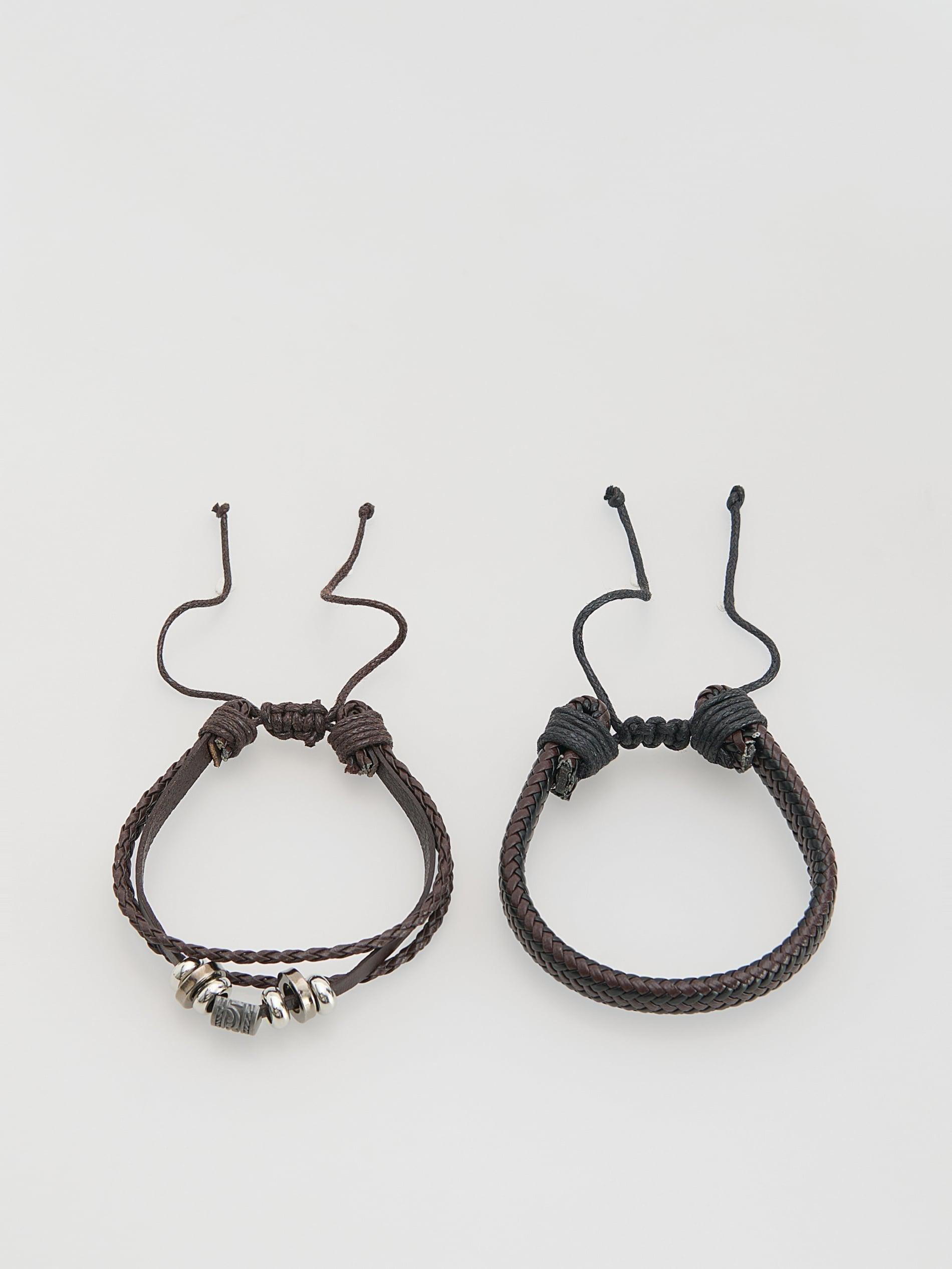 Brown Set Of Bracelets, Brown, medium