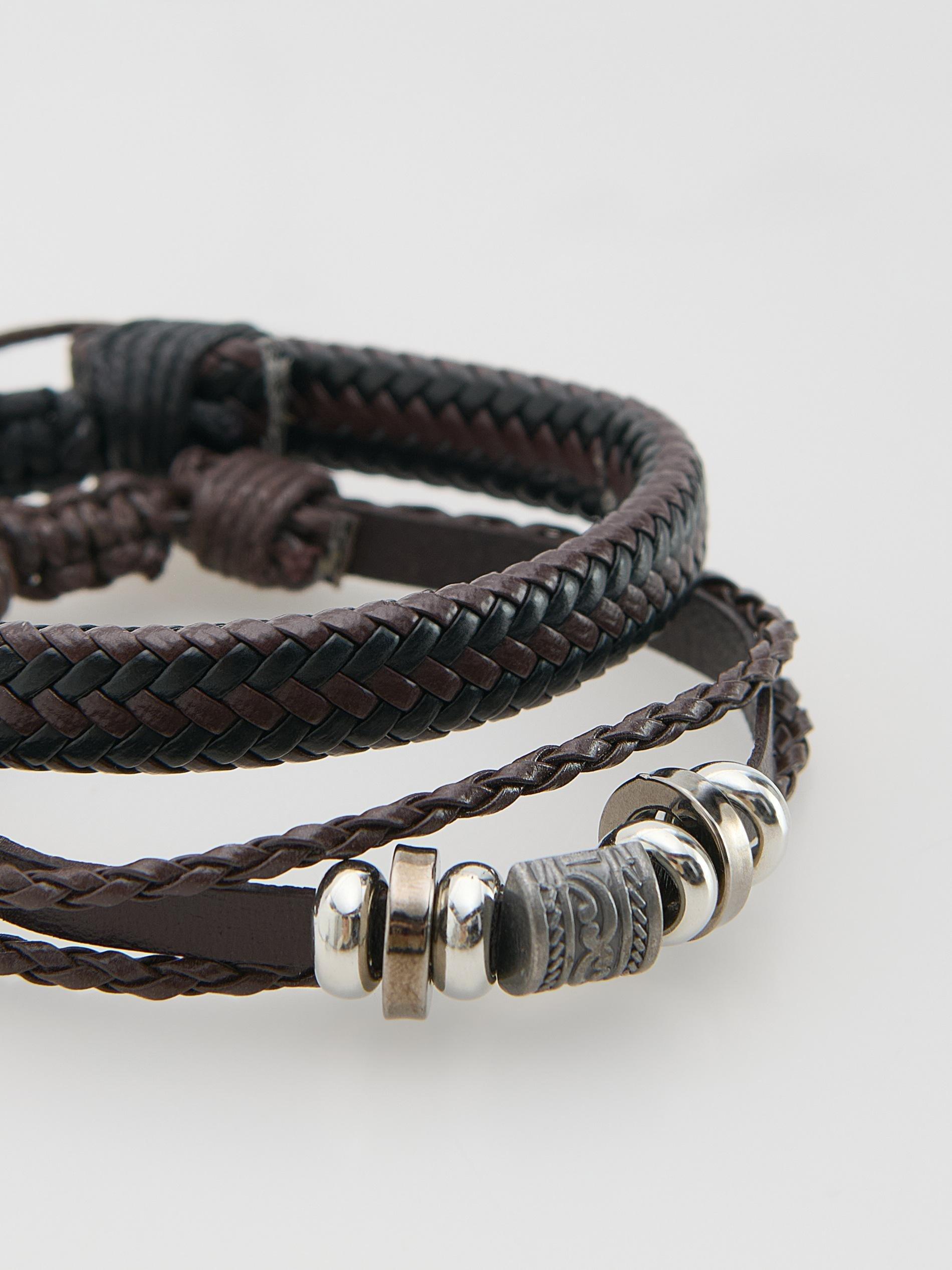 Brown Set Of Bracelets, Brown, large image number 3