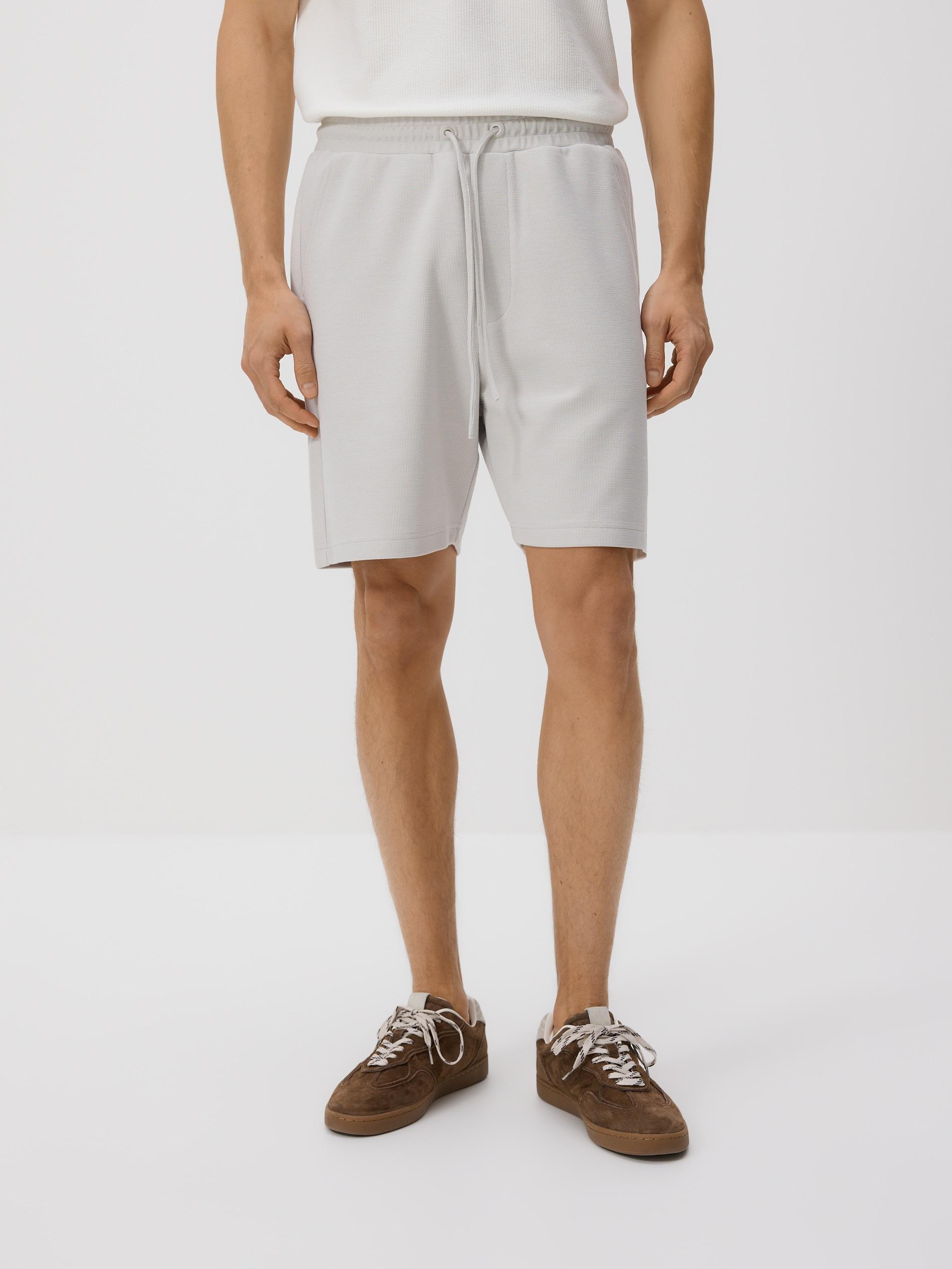 Grey Structured Regular Fit Shorts, Light grey, medium