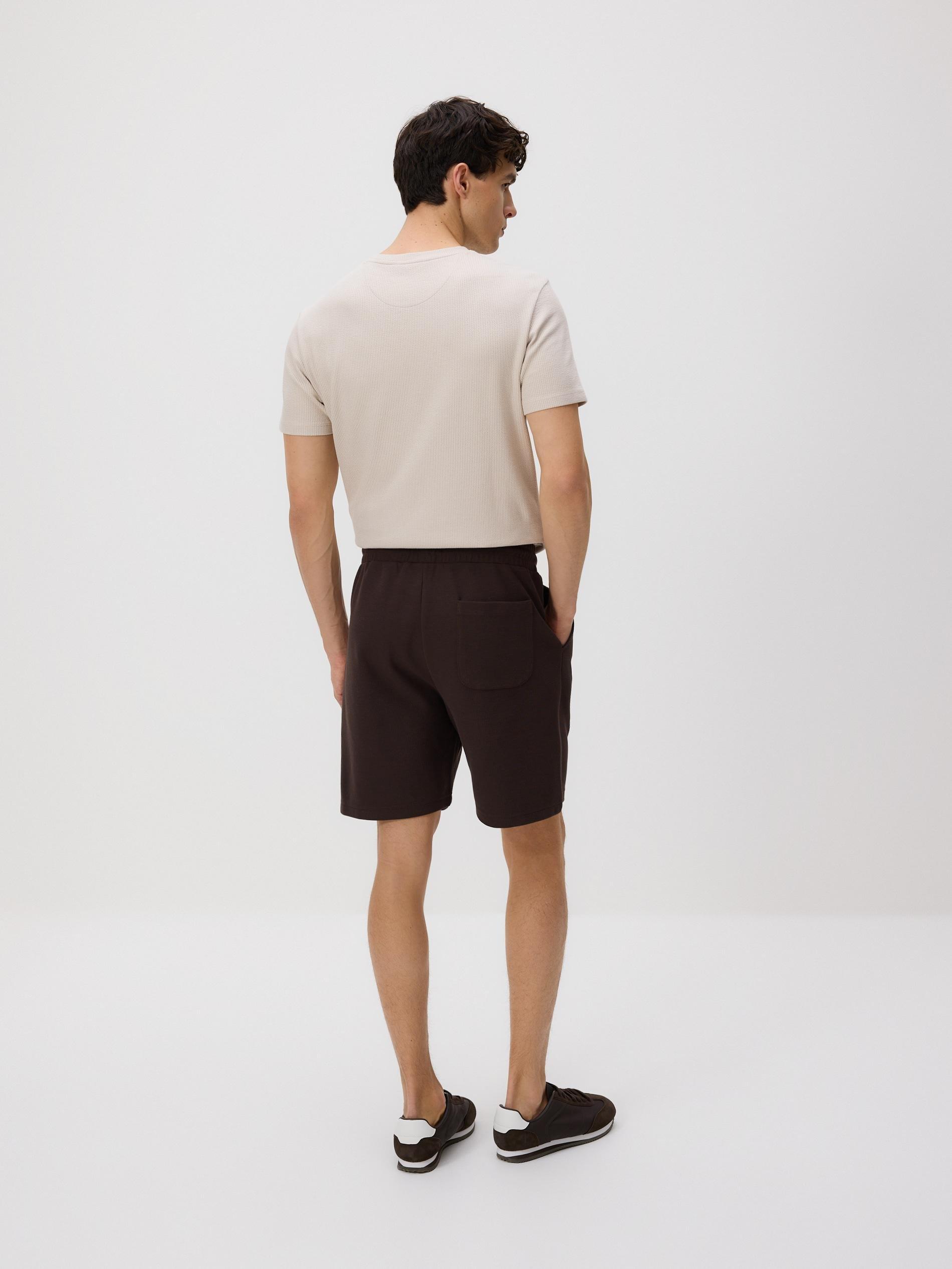 Brown Structured Regular Fit Shorts, Brown, large image number 3