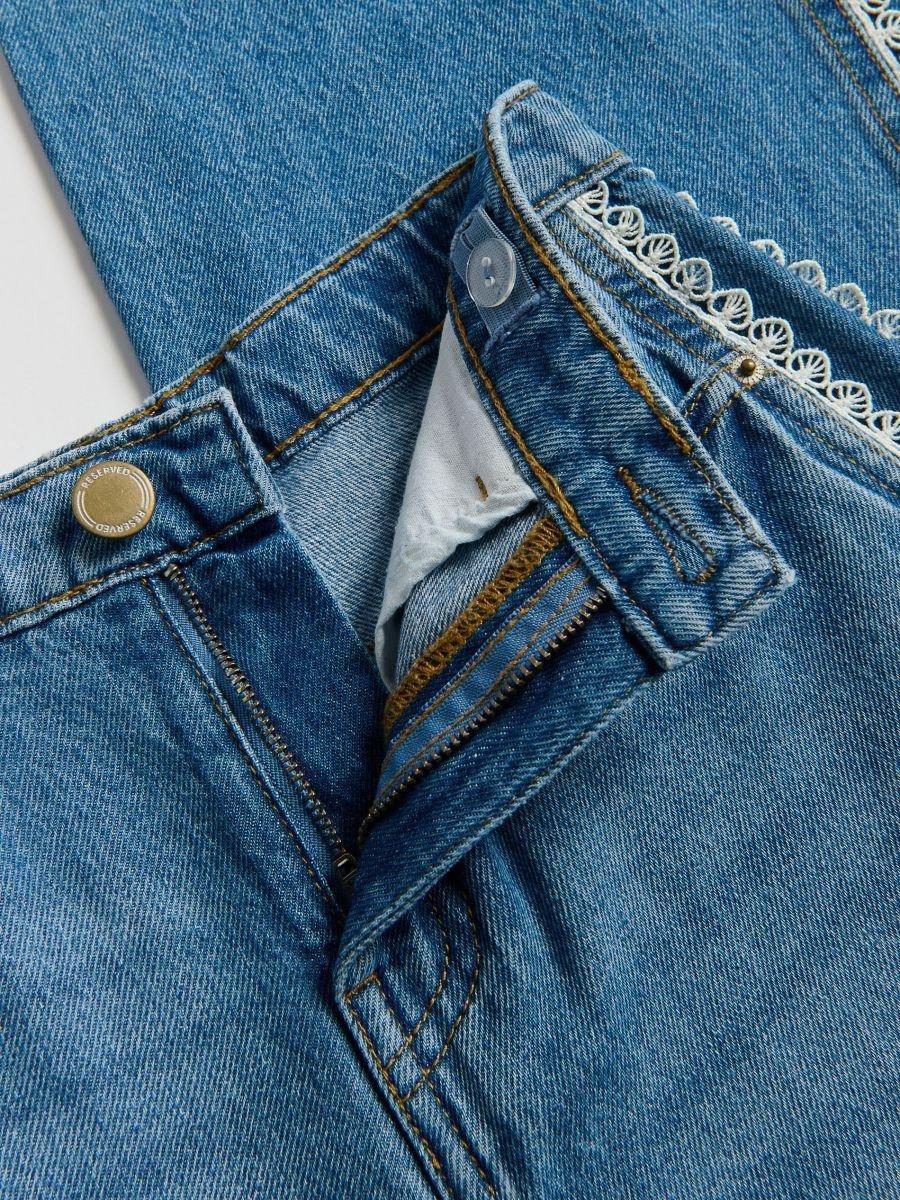 Blue Straight Jeans With Side Stripes, Blue, medium