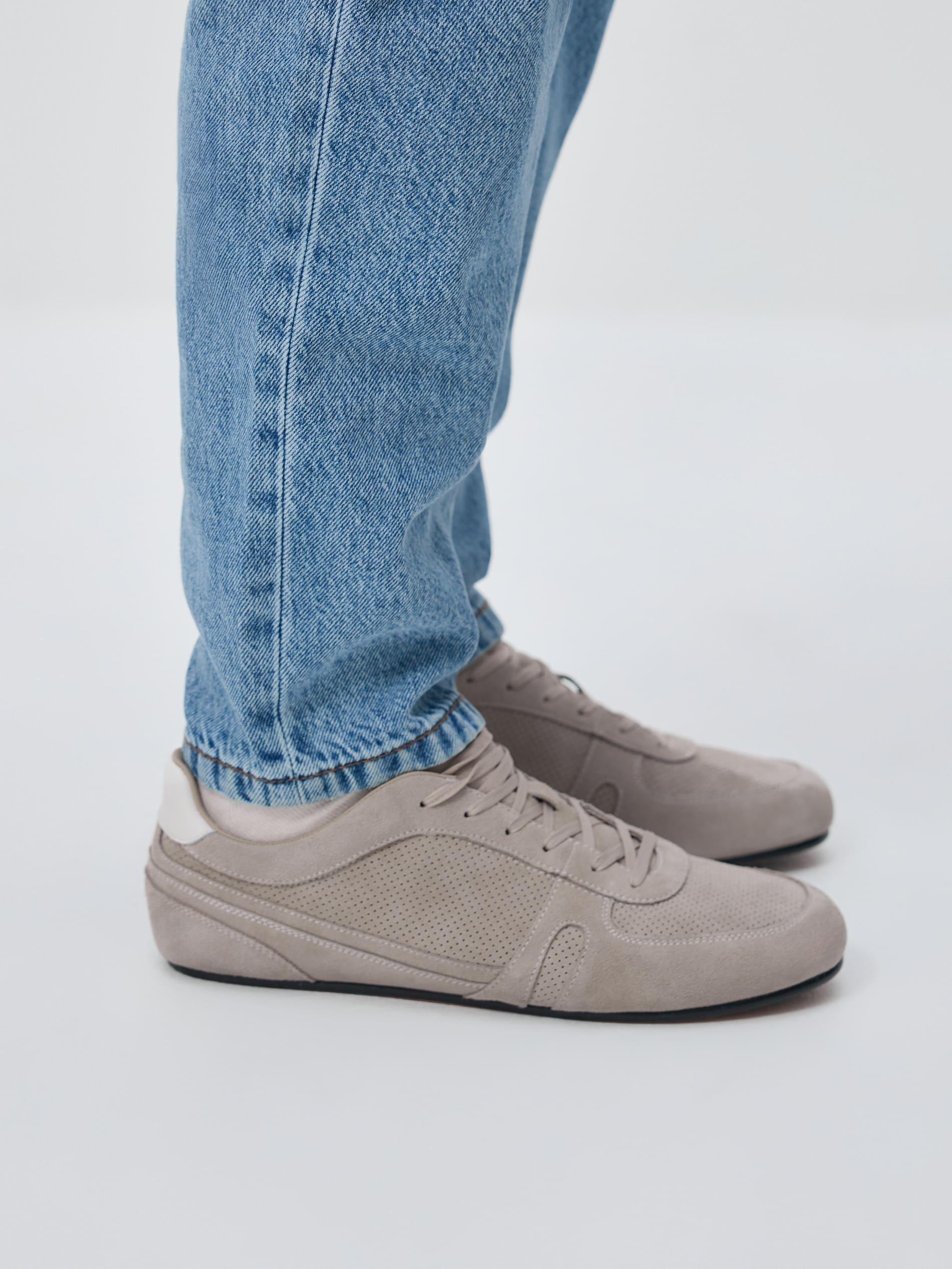 Beige Suede Sneakers, Beige, medium