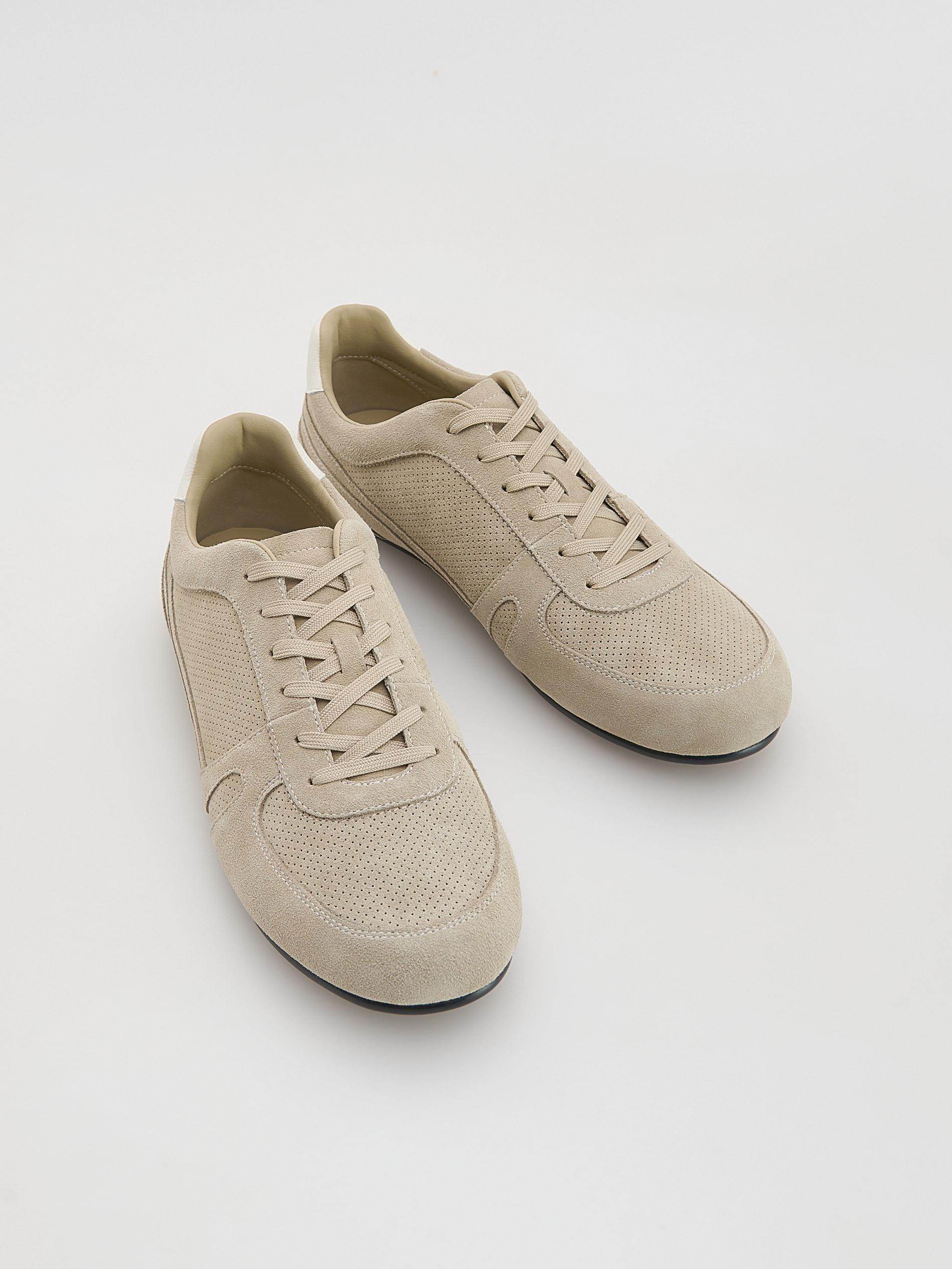 Beige Suede Sneakers, Beige, large image number 4