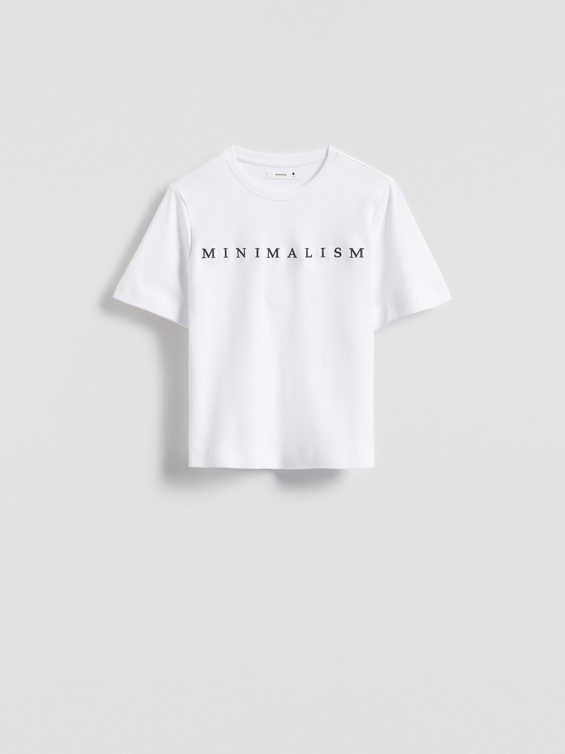 White T-shirt with embroidered lettering, White, large image number 0