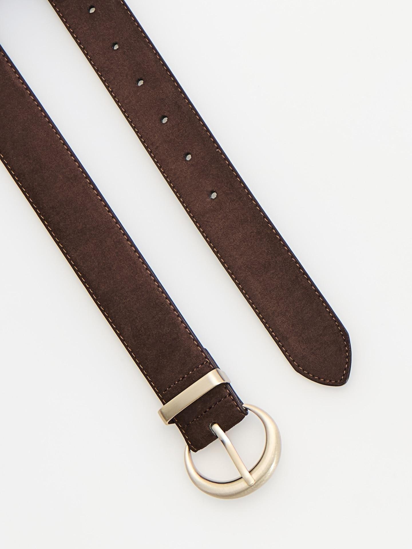 Brown Buckle Belt, Brown, medium