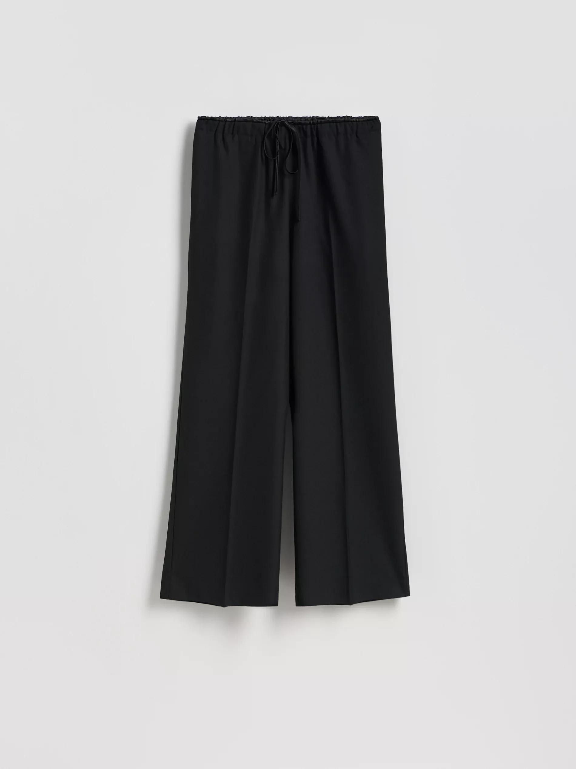 Black Loose Rib Knit Trousers, Black, large image number 4