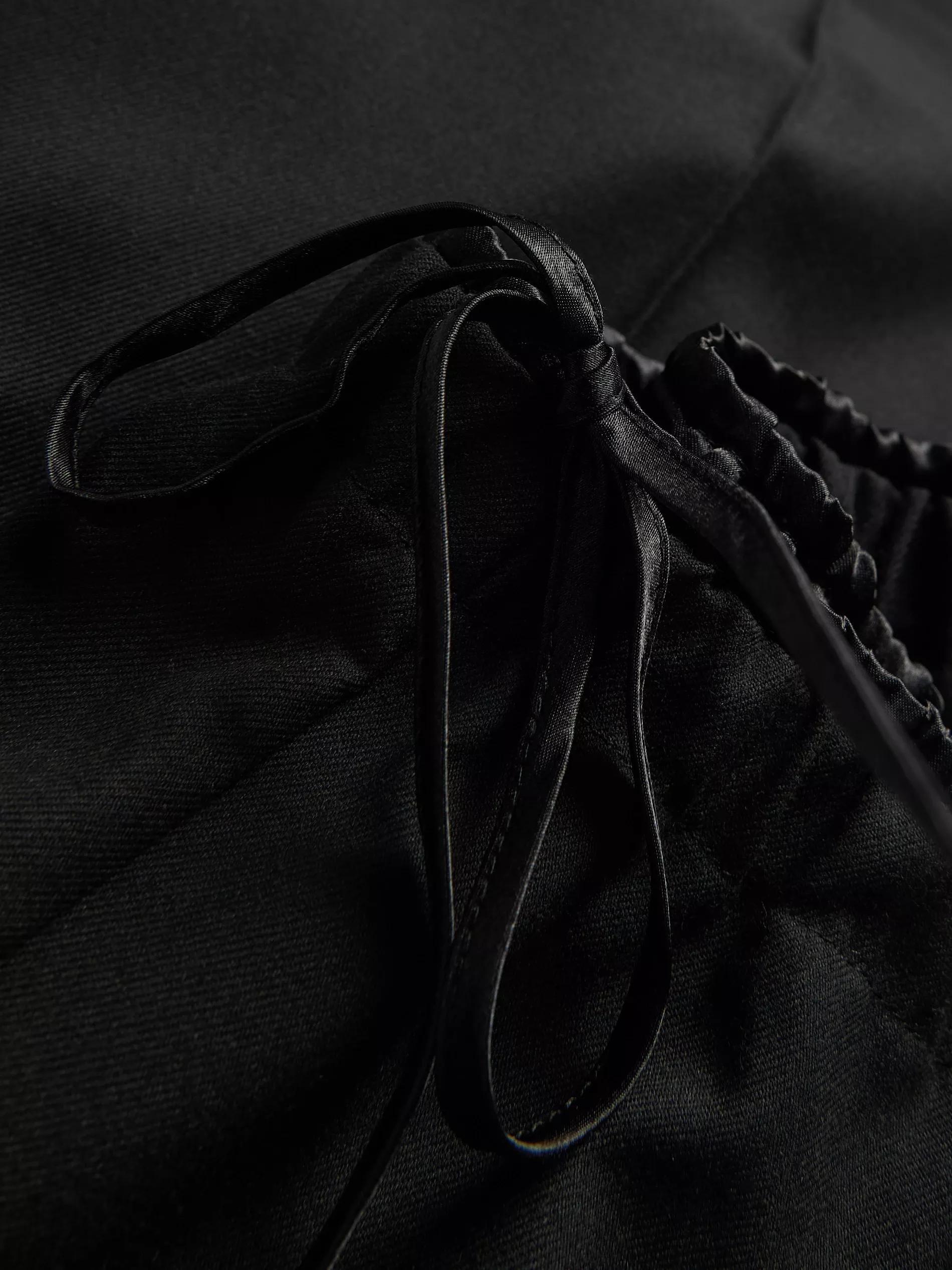 Black Loose Rib Knit Trousers, Black, large image number 5