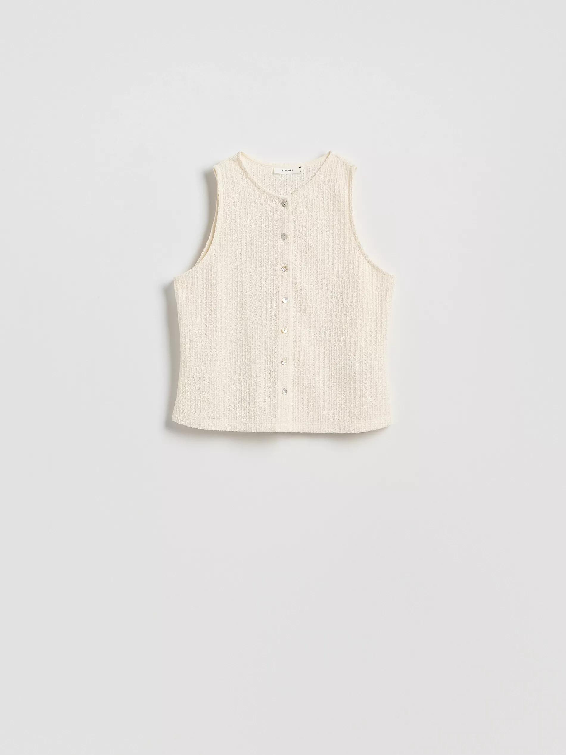 Cream Blouse With Decorative Buttons, , large image number 4