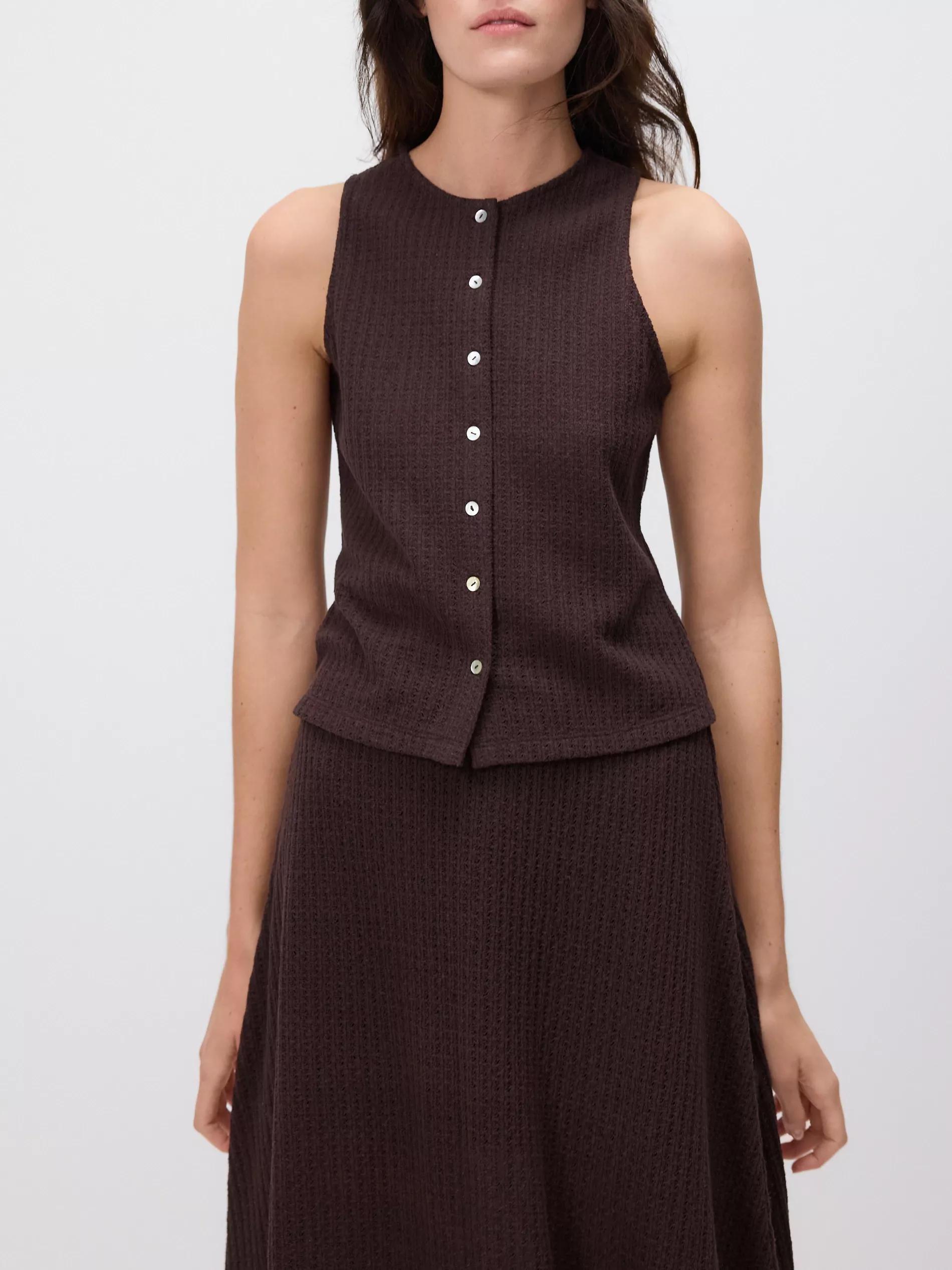 Brown Blouse With Decorative Buttons, , large image number 0