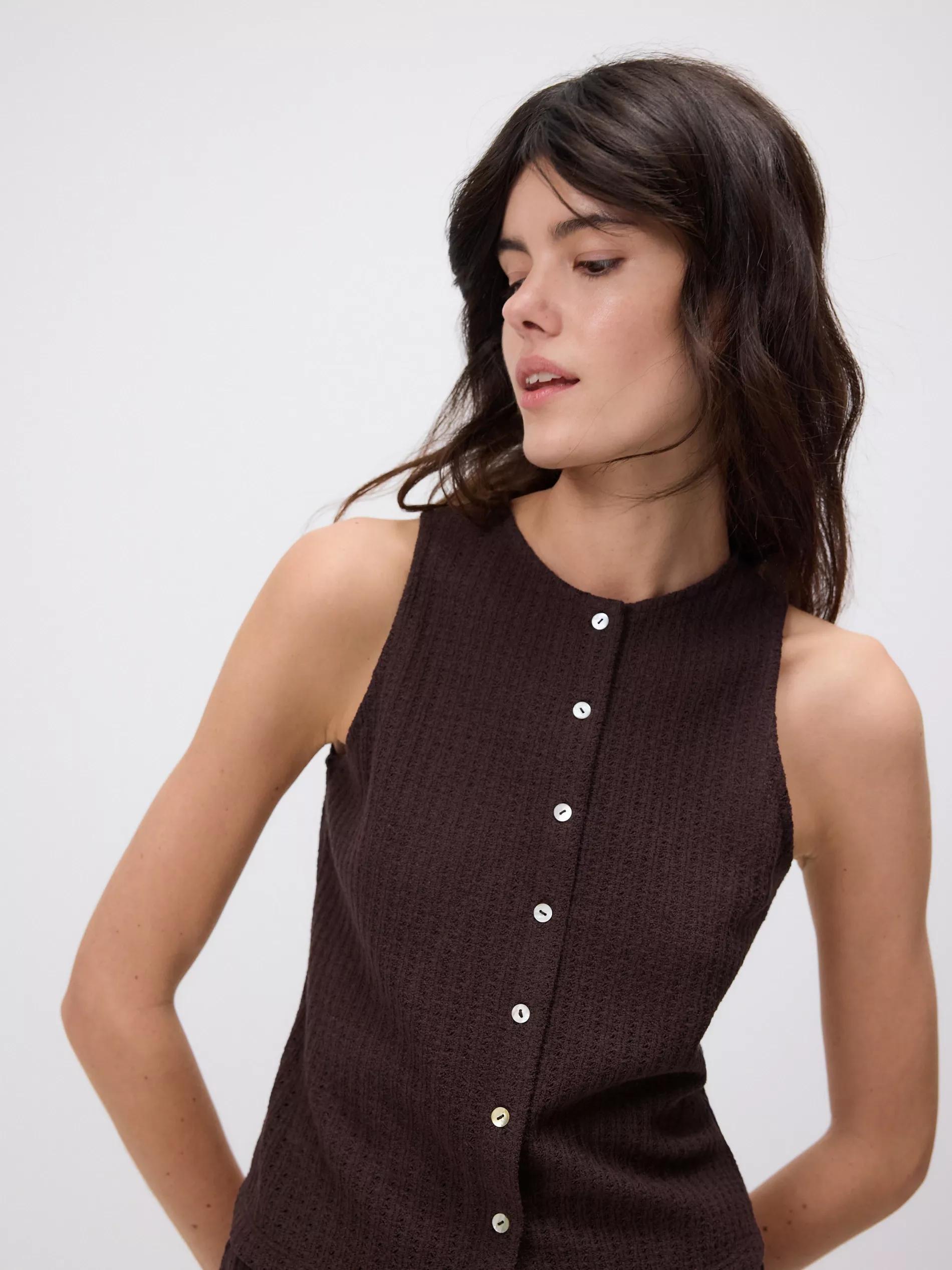 Brown Blouse With Decorative Buttons, , large image number 2
