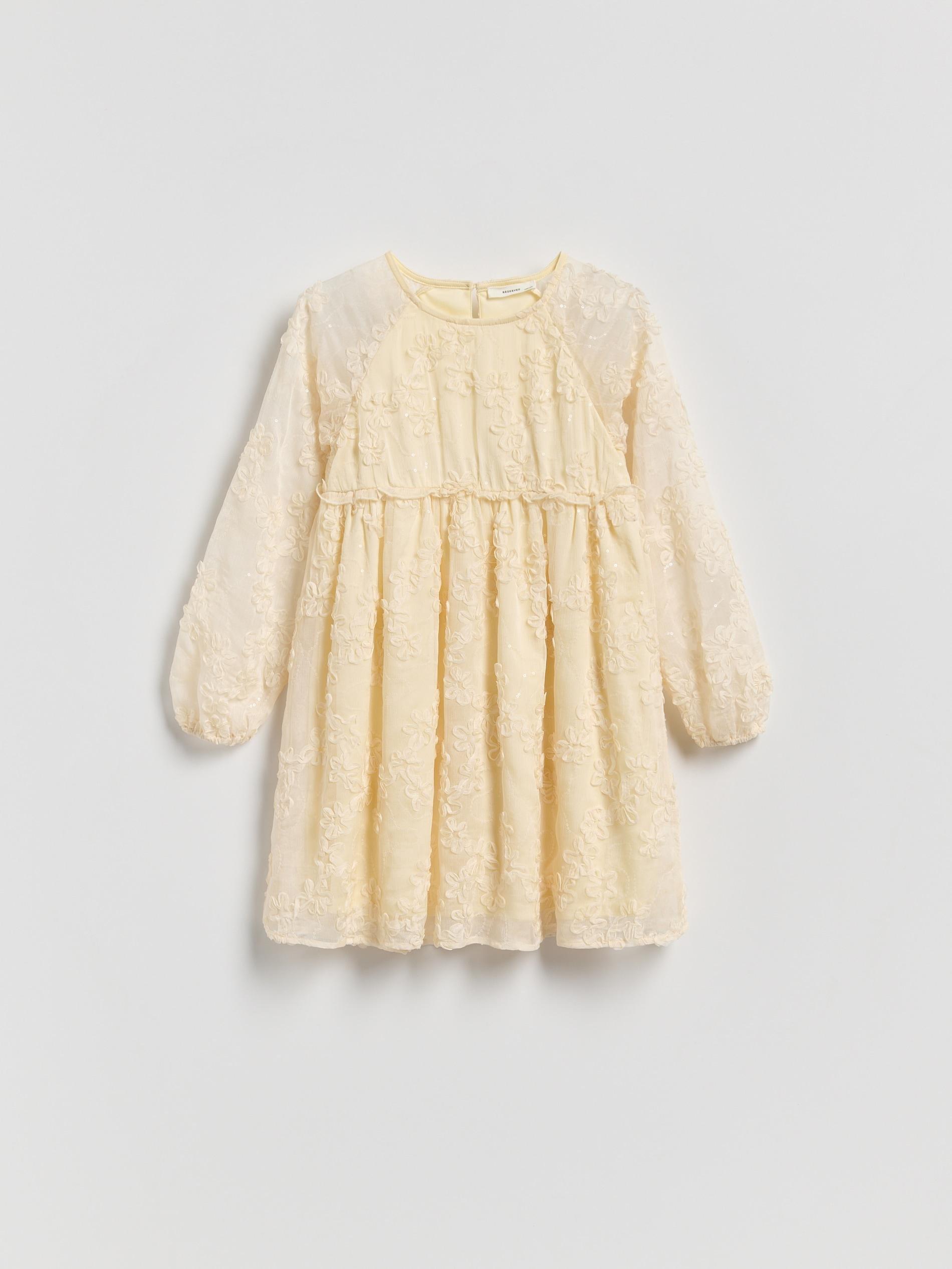 Beige Sequin Dress, Ivory, medium