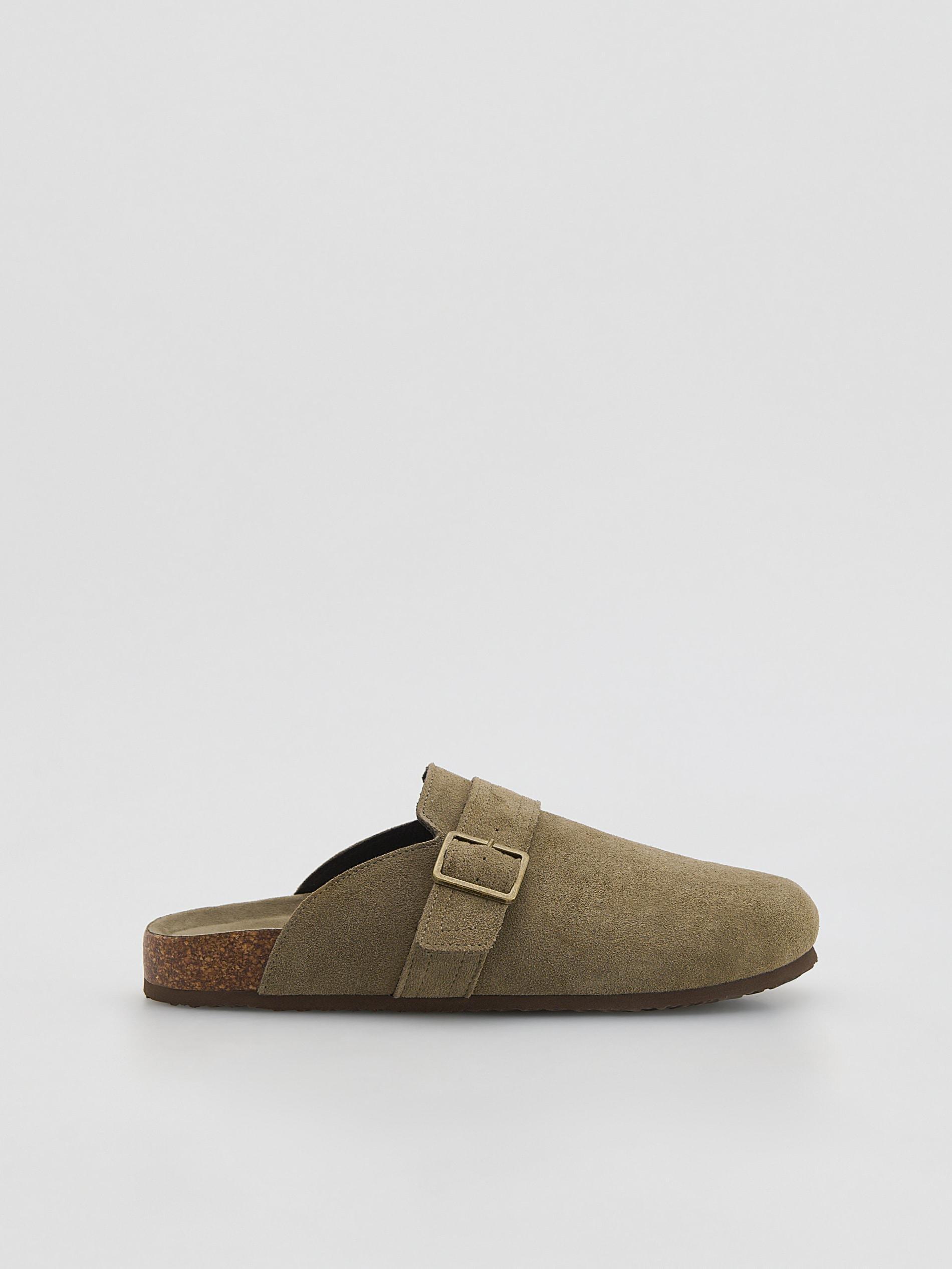 Green Suede Mule Shoes, Green, medium