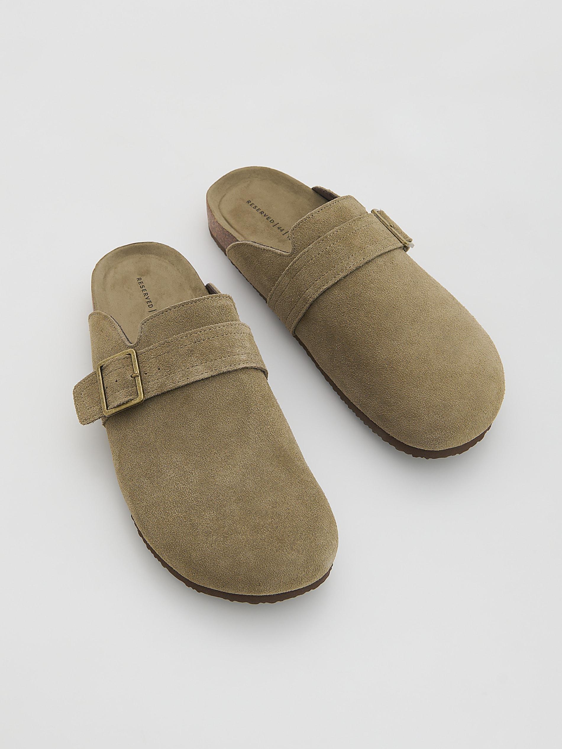 Green Suede Mule Shoes, Green, large image number 1