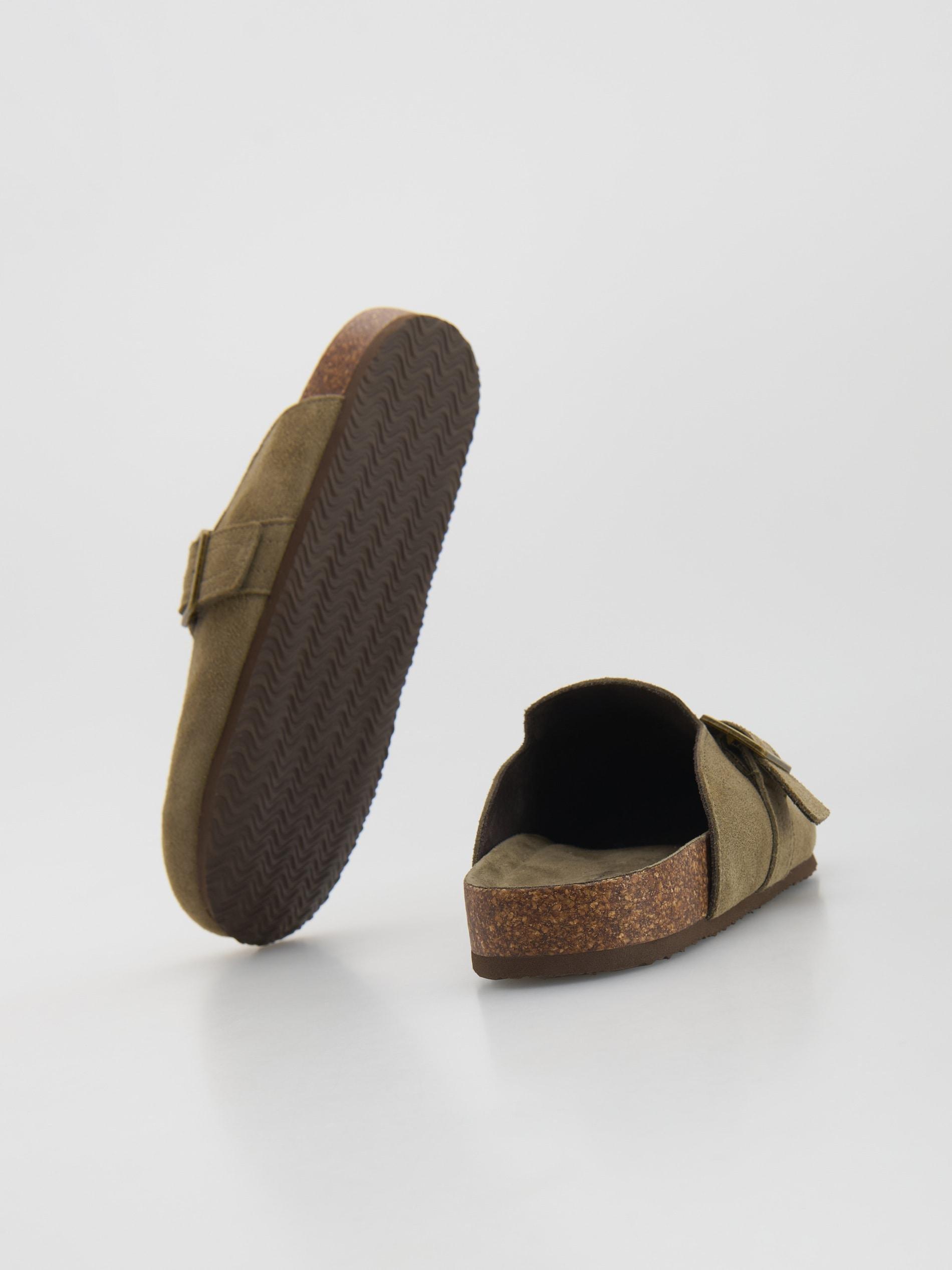 Green Suede Mule Shoes, Green, medium