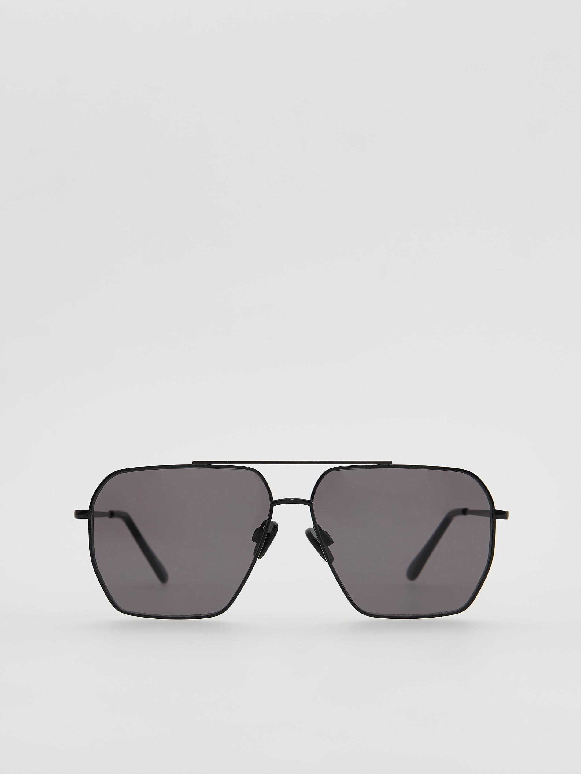 Black Aviator Sunglasses, Black, medium