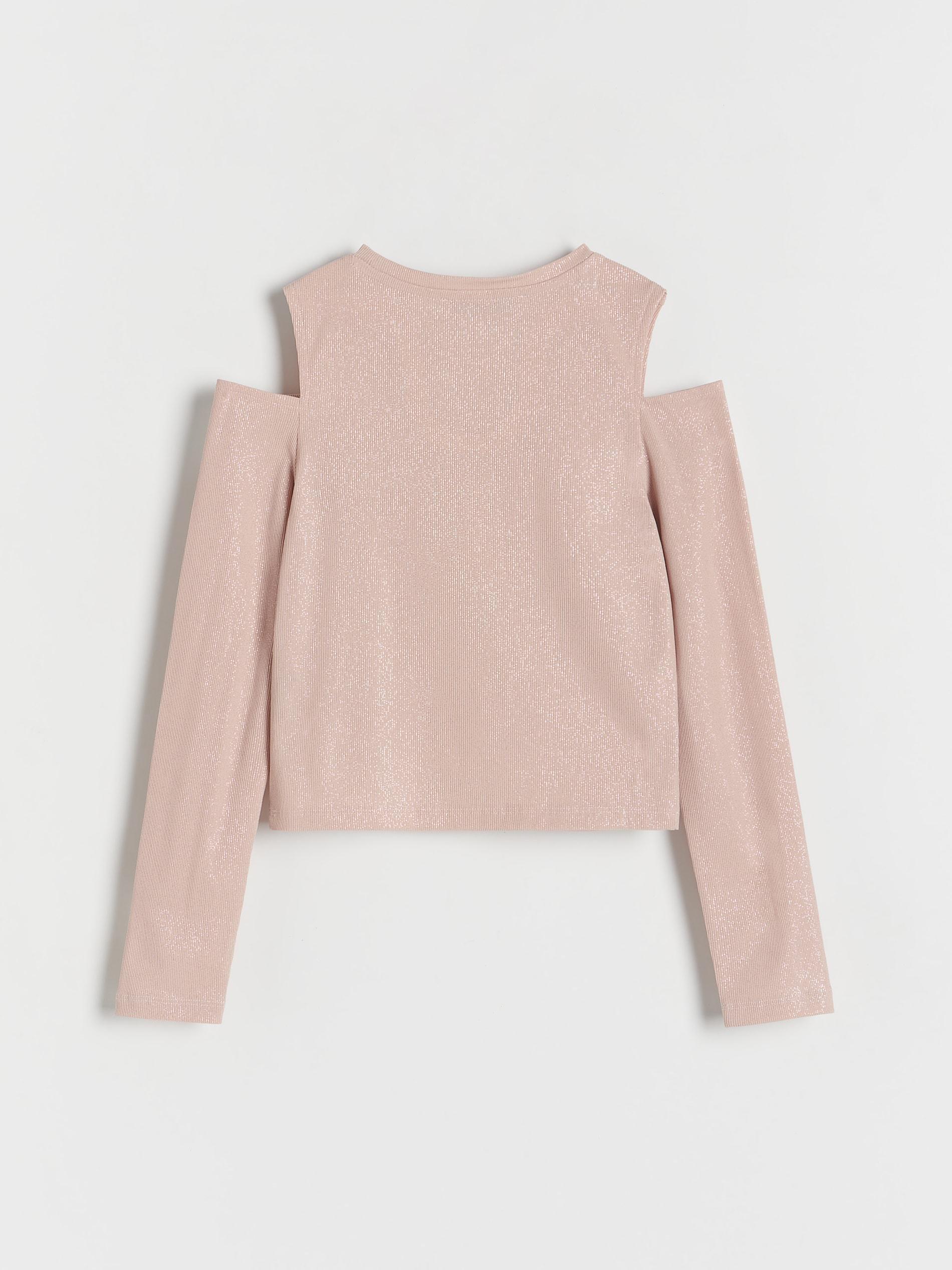 Beige Glittering Cold Shoulder Top, , large image number 3