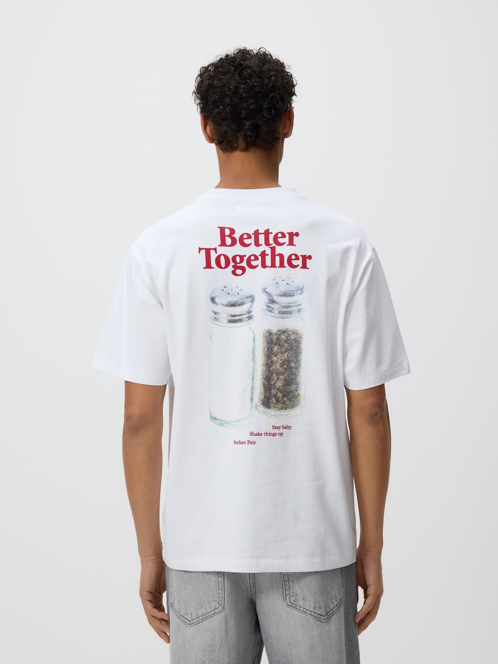 White Relaxed Fit T-Shirt With Back Print, White, large image number 0