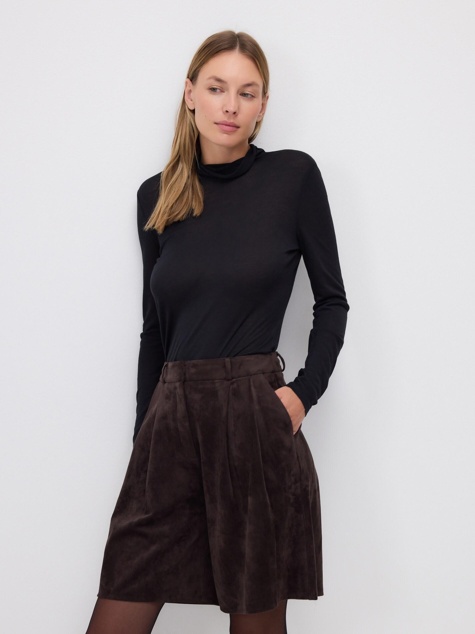 Brown Faux Suede Shorts, Brown, large image number 2