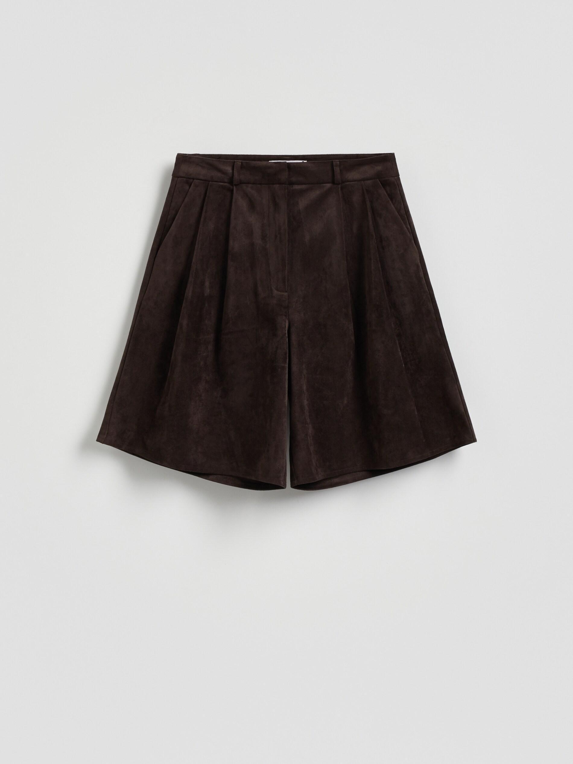 Brown Faux Suede Shorts, Brown, large image number 4