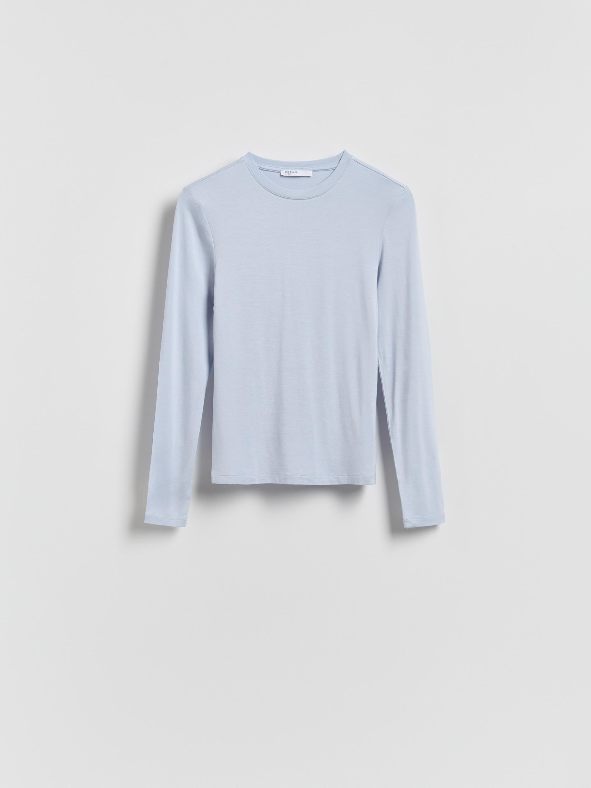 Blue Bamboo Fibre Rich Long Sleeve T-Shirt, Blue, large image number 3