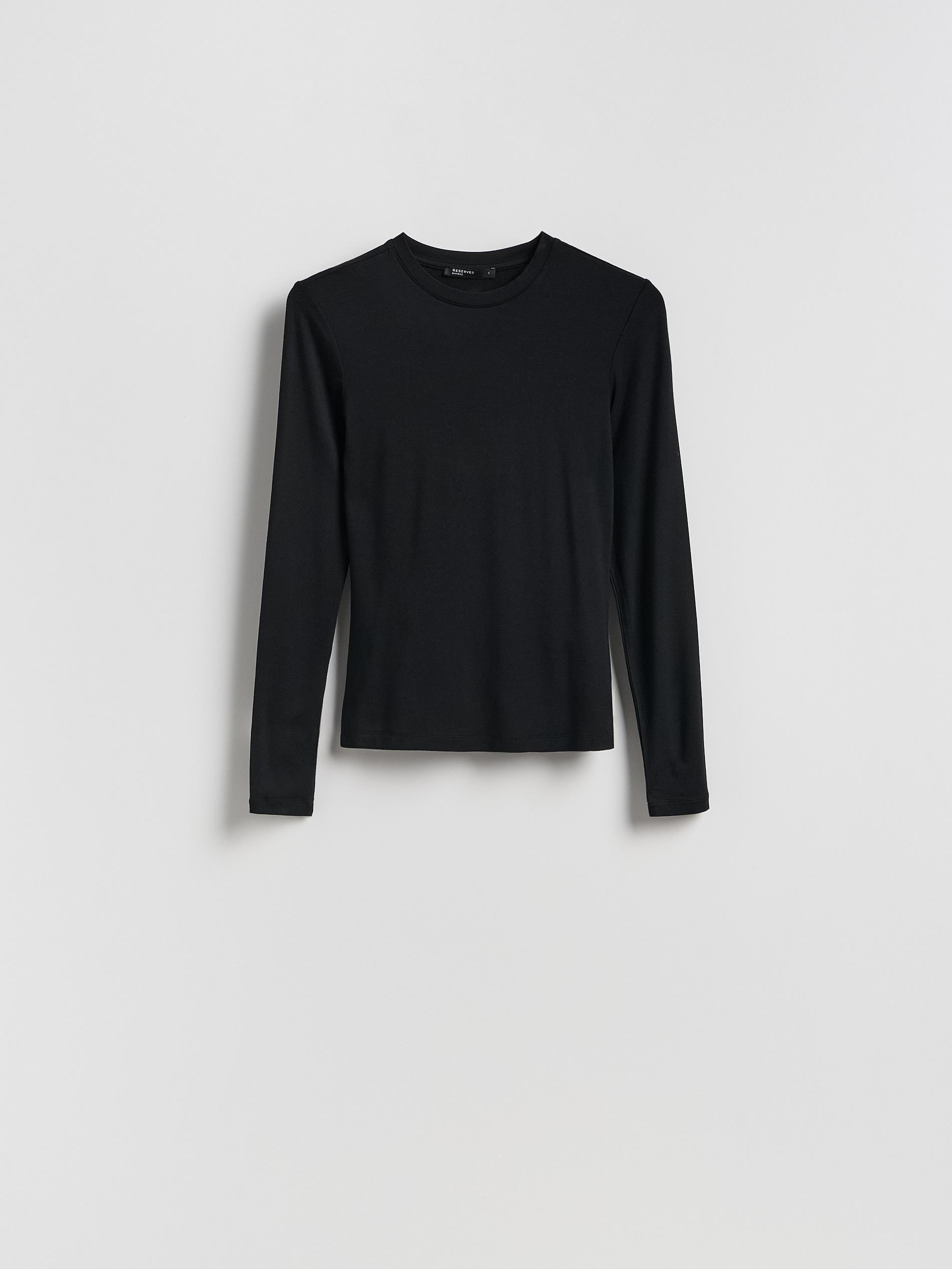 Black Bamboo Fibre Rich Long Sleeve T-Shirt, Black, large image number 4