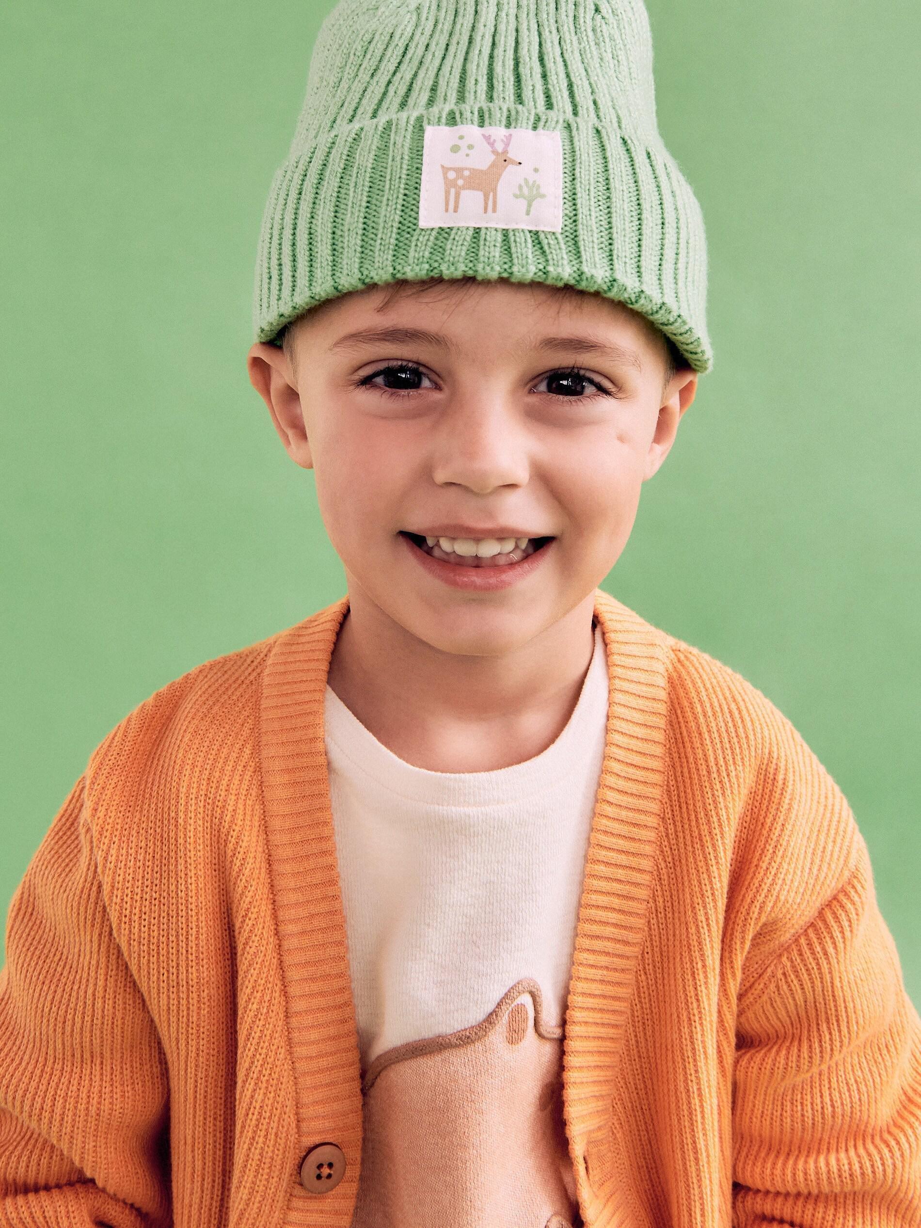 Orange Cardigan With Pockets, Kids Boys, , large image number 1