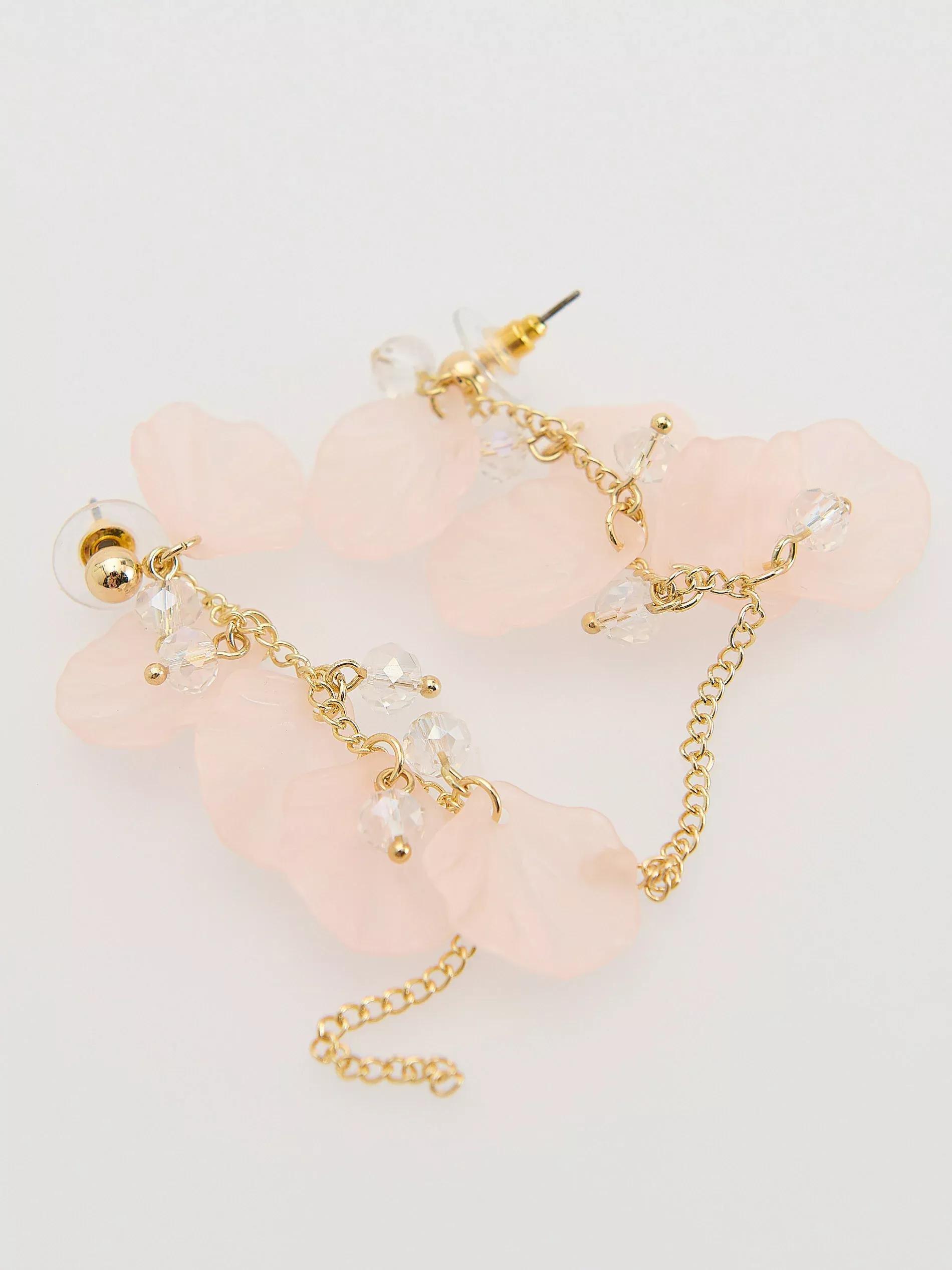 Beige Long Drop Earrings, Ivory, large image number 1