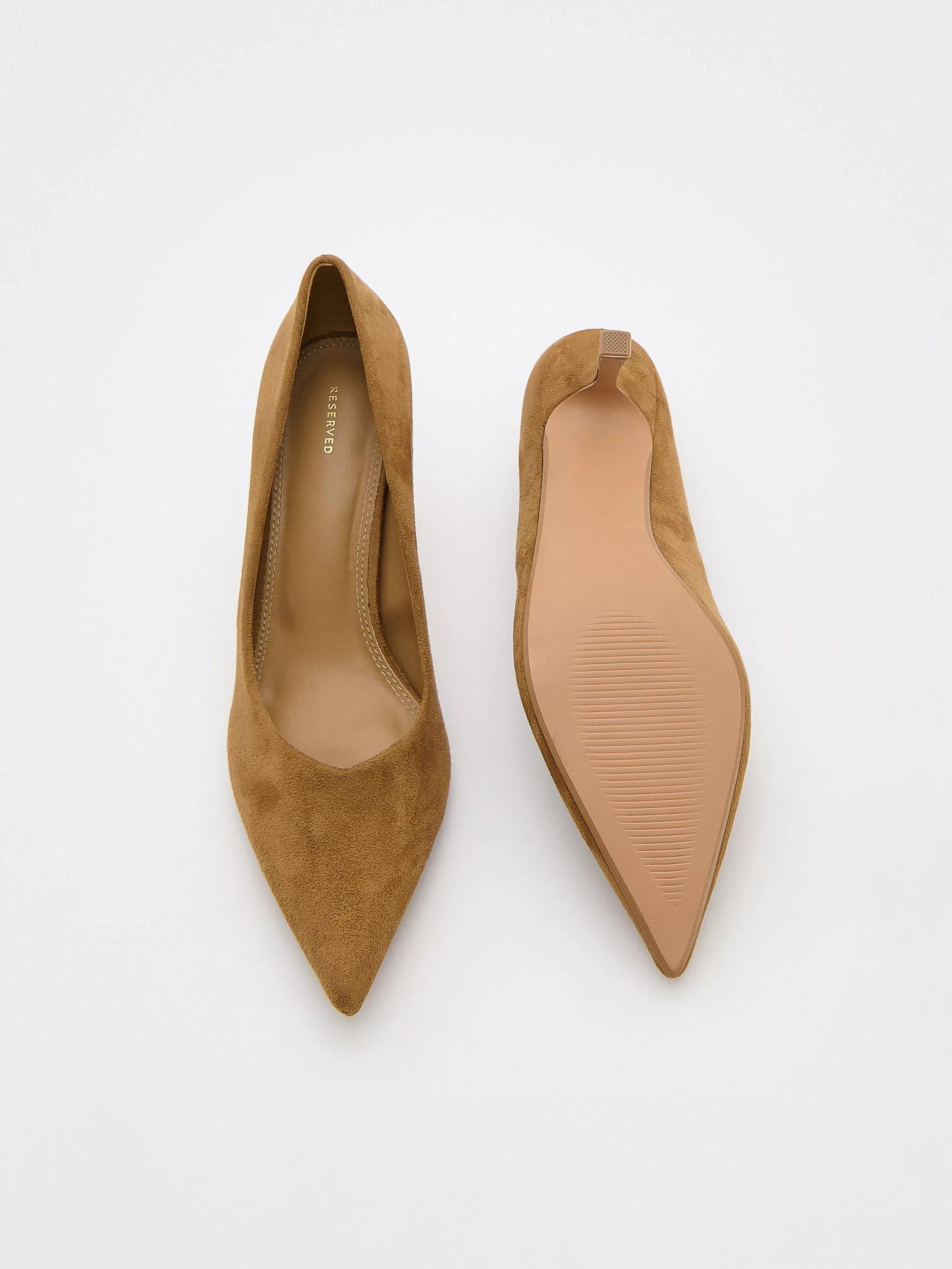 Beige Faux Suede Pumps, , large image number 2