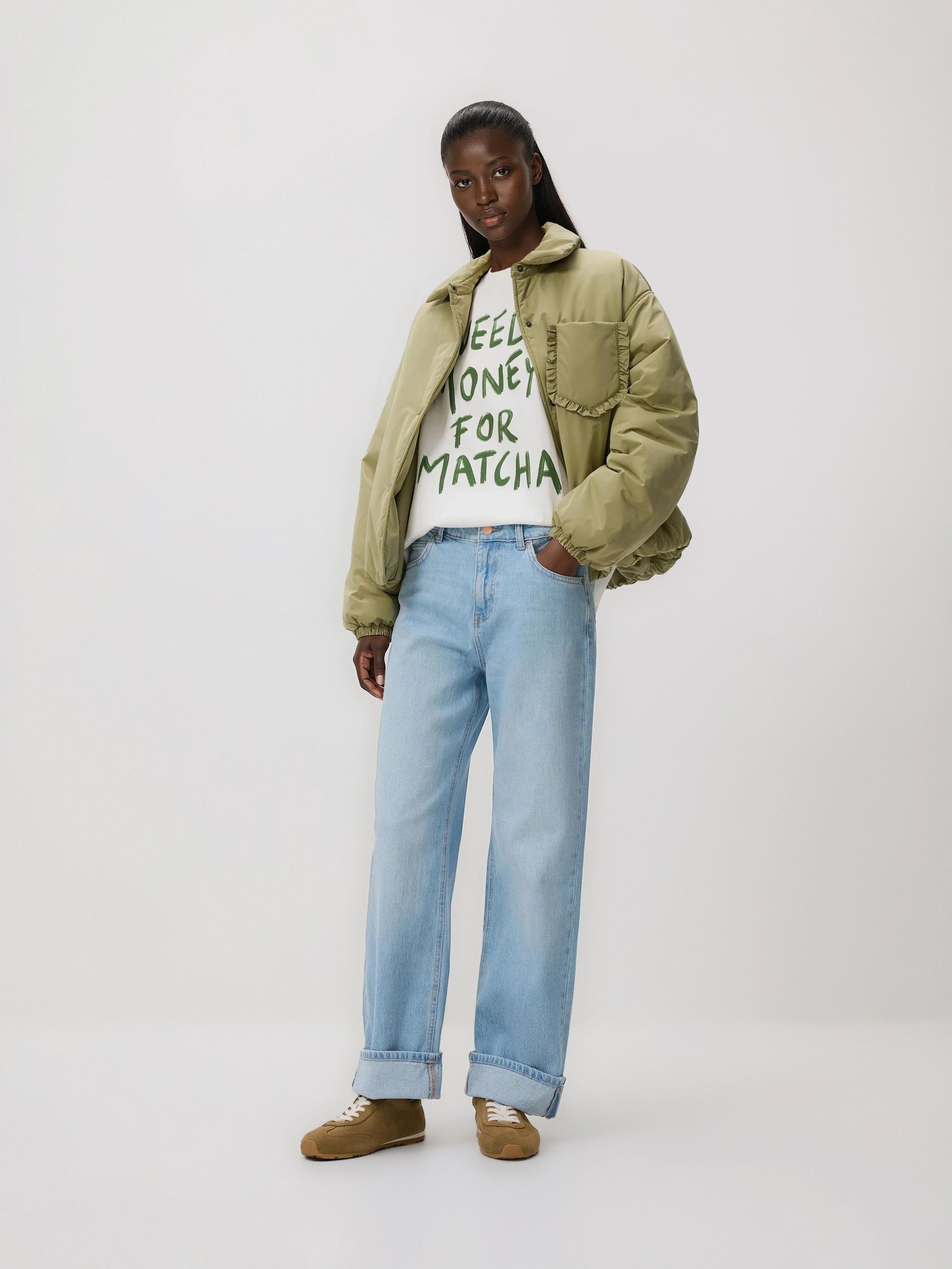 Cream Cotton T-Shirt With Slogan, Ivory, medium