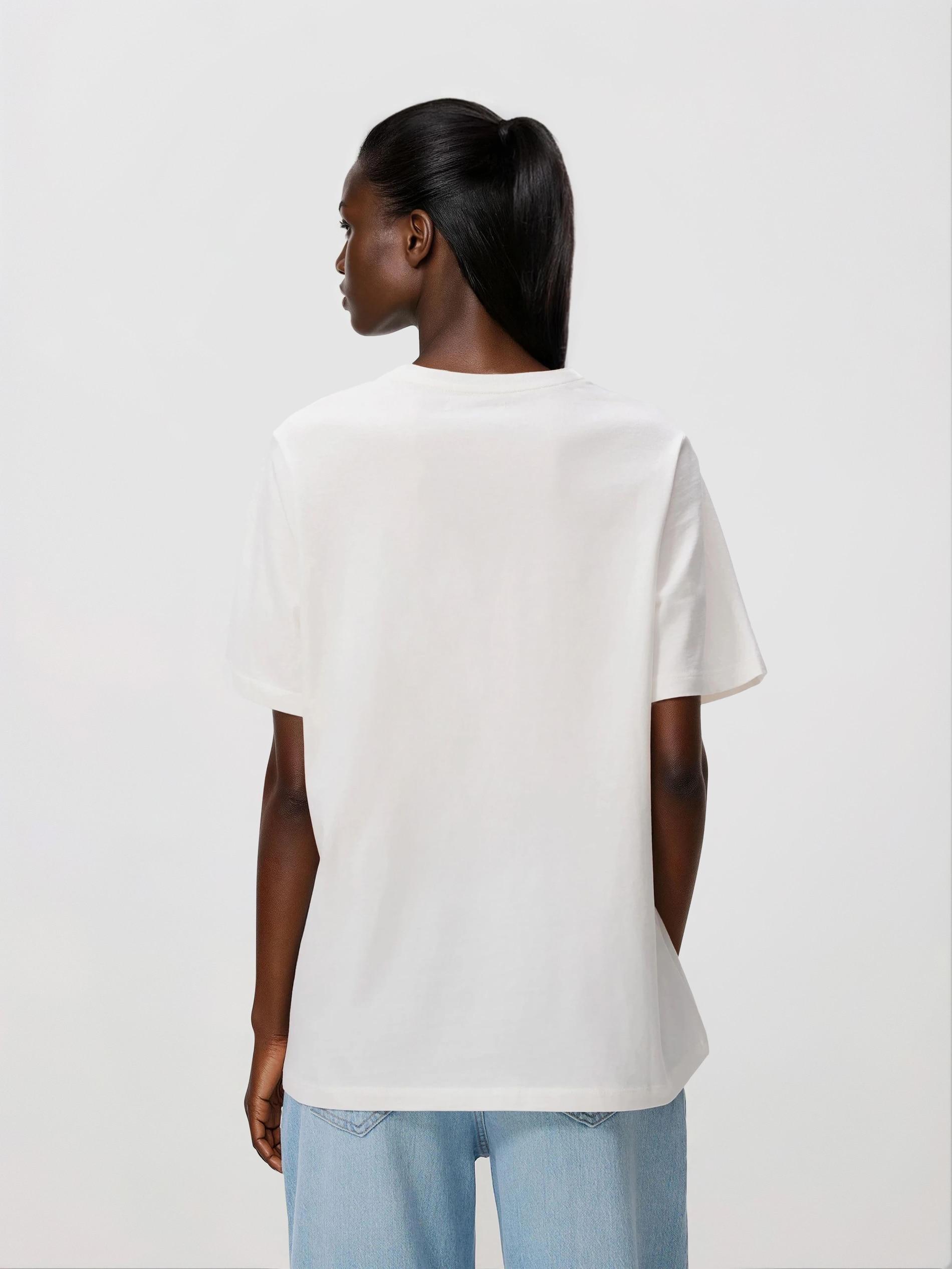 Cream Cotton T-Shirt With Slogan, Ivory, large image number 2