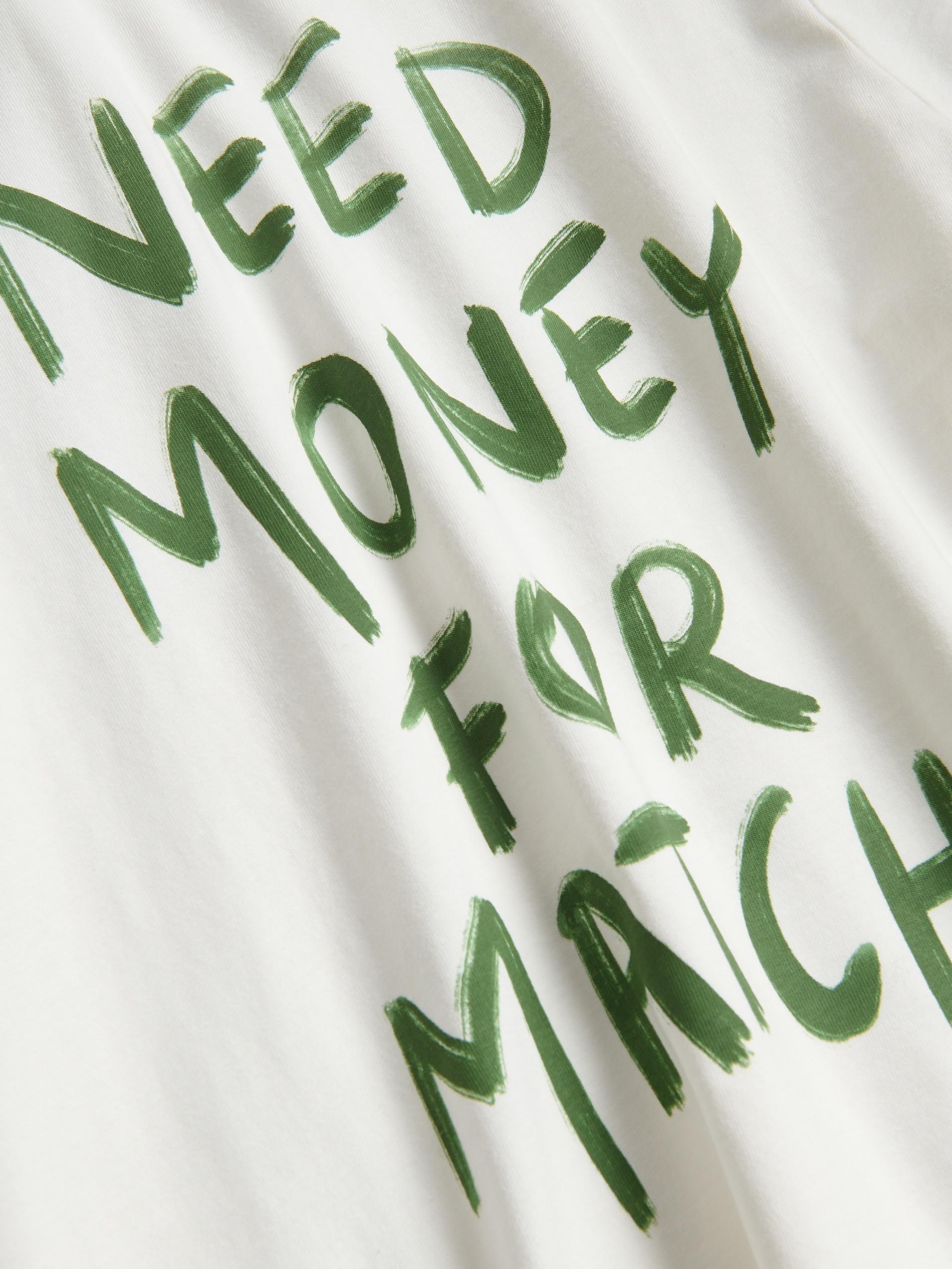 Cream Cotton T-Shirt With Slogan, Ivory, large image number 4